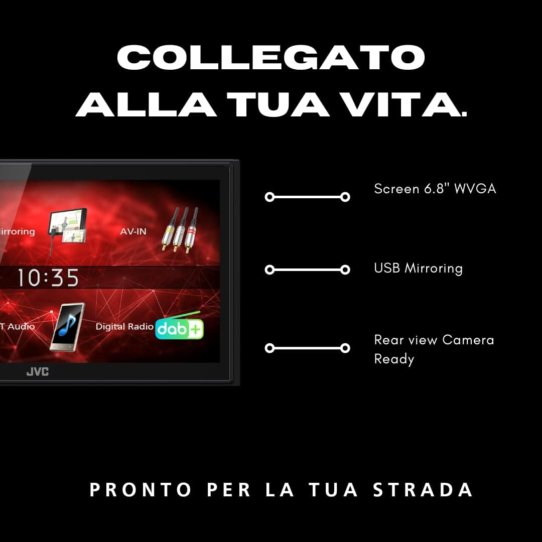 JVC KW-M27DBT 6.8 Inch (17.3 Cm) Digital Media Receiver with DAB+ & Bluetooth (USB, 3 X Pre-Out 2V, Ipod/Iphone Control, 4 X 45 Watt, Blue Button Lighting) image number 4