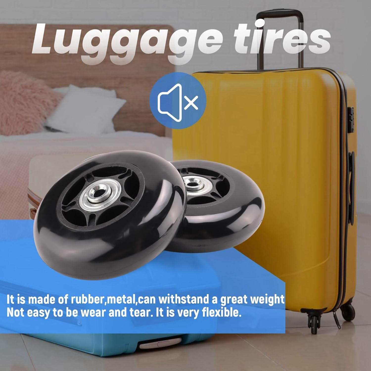 2 Set Luggage Suitcase Replacement Wheels OD 80Mm image number 6