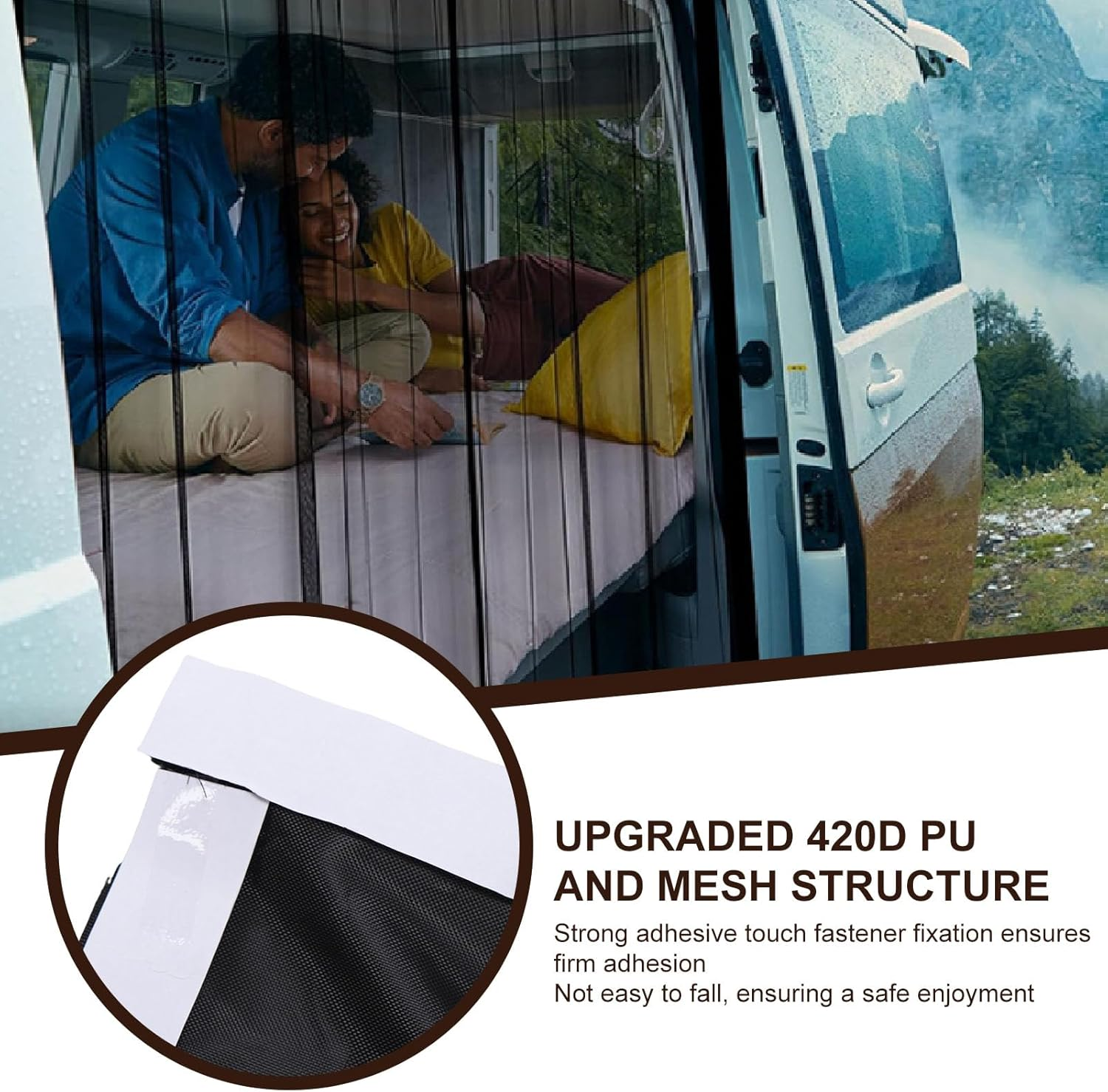 Cryfokt Universal RV Van Screen Curtain, Magnetic Rear Door Privacy Protection with RV Door Fly Screen, for Different Vehicle and Door Types, Travel Experience (71In*59In) image number 3