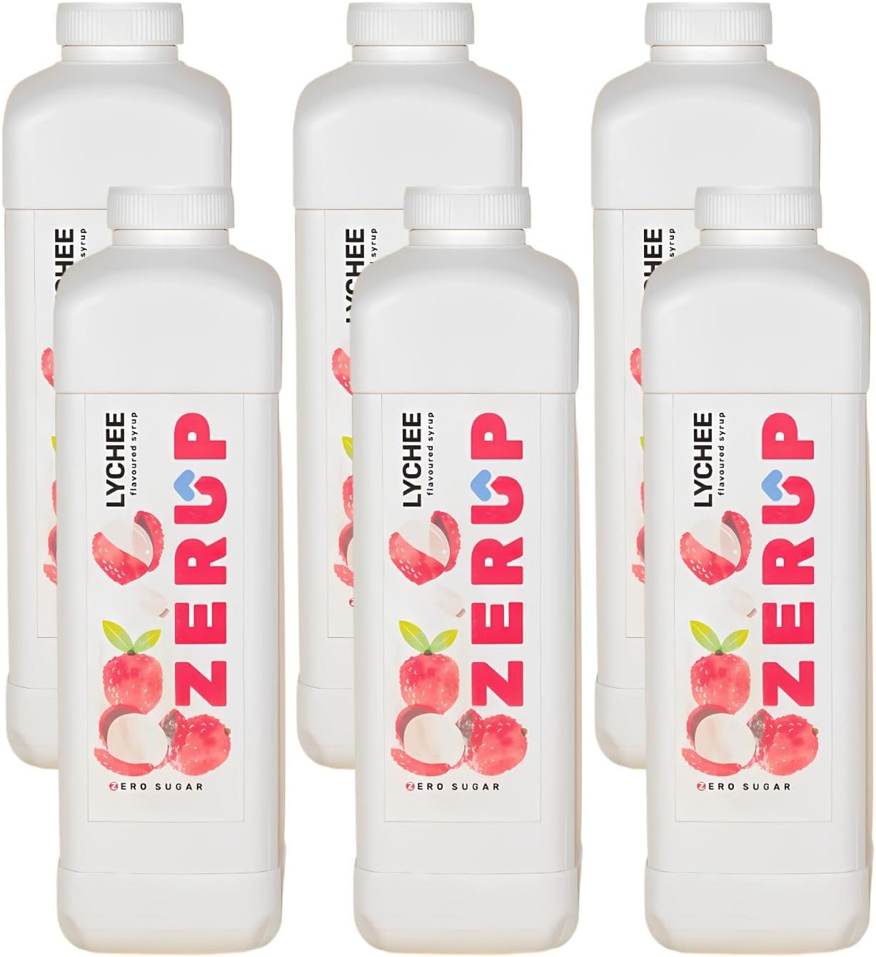 Zerup Zero Sugar Lychee Flavoured Syrup 6 X 1L Bottles, Sugar Free Syrup, Lychee Flavour Drink Mix, Low Calorie Flavourings for Milk Shakes, Cocktails, Teas, Gluten Free, Keto Friendly, Halal image number 2