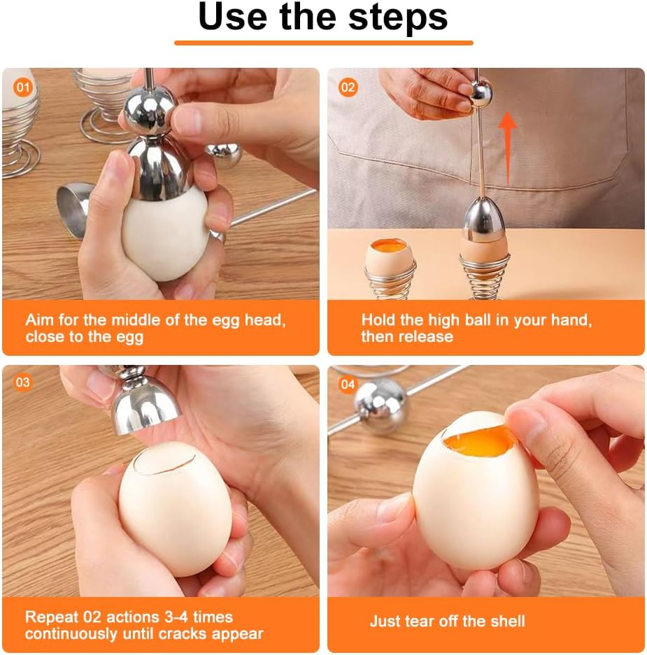 Stainless Steel Egg Cracker Tool for Raw Eggs - Easy Egg Cutter and Topper, Kitchen Tool image number 1