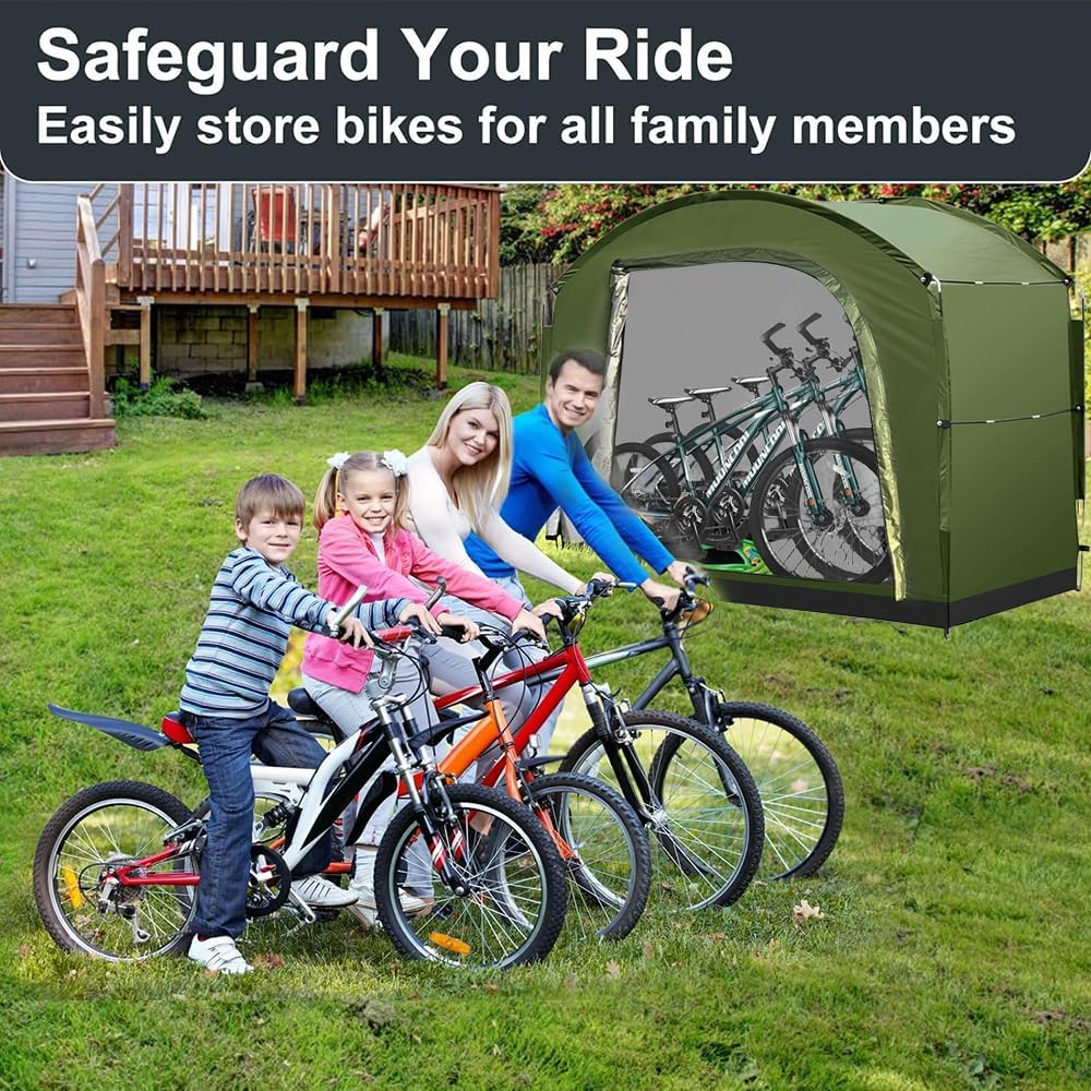 ABDULWEN Bike Storage Tent Portable - Motorcycle Organizer Shelter, Outdoor Storage Cover for Bicycle Lawn Mower Garden Tools, Large Bike Storage Tent for 4 Bikes Waterproof High-Capacity image number 4