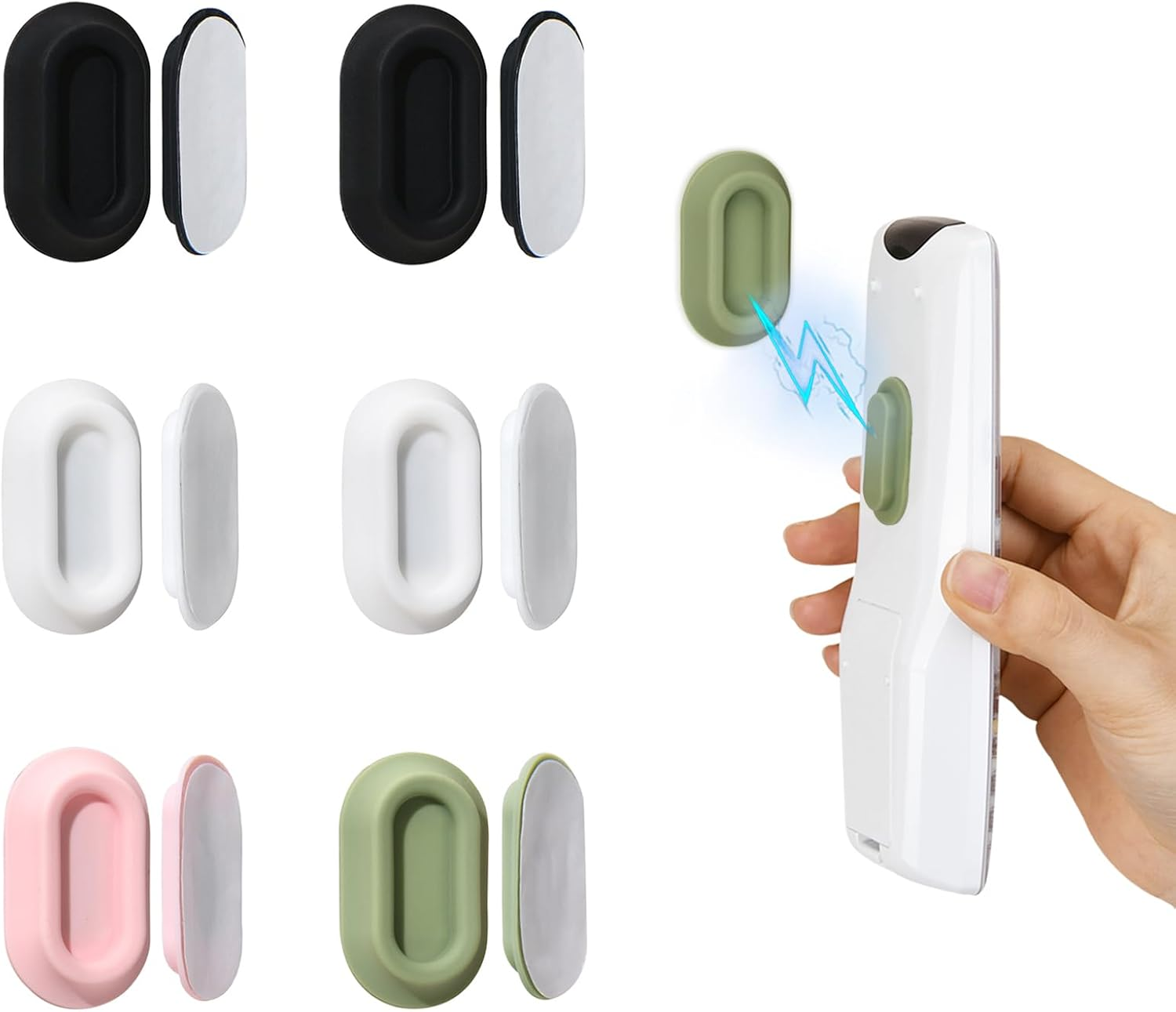 XYOFUN Magnetic Remote Control Holder, Wall Mount, Hole-Free, Pack of 4, Upgrade Self-Adhesive Silicone Remote Control, Organiser for TV Back as Well as Fan and Air Conditioning, Black