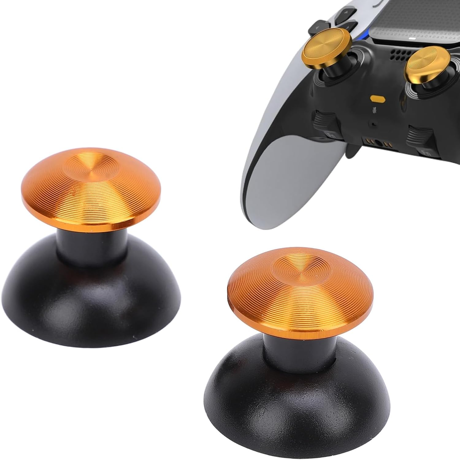 Metal Thumbsticks for PS5 Edge, Thumb Stick for PS5 Pro Elite, for PS4, for Switch Pro, for Xboxone, for Xboxseries, Thumbstick Replacement (Gold) - Black image number 2