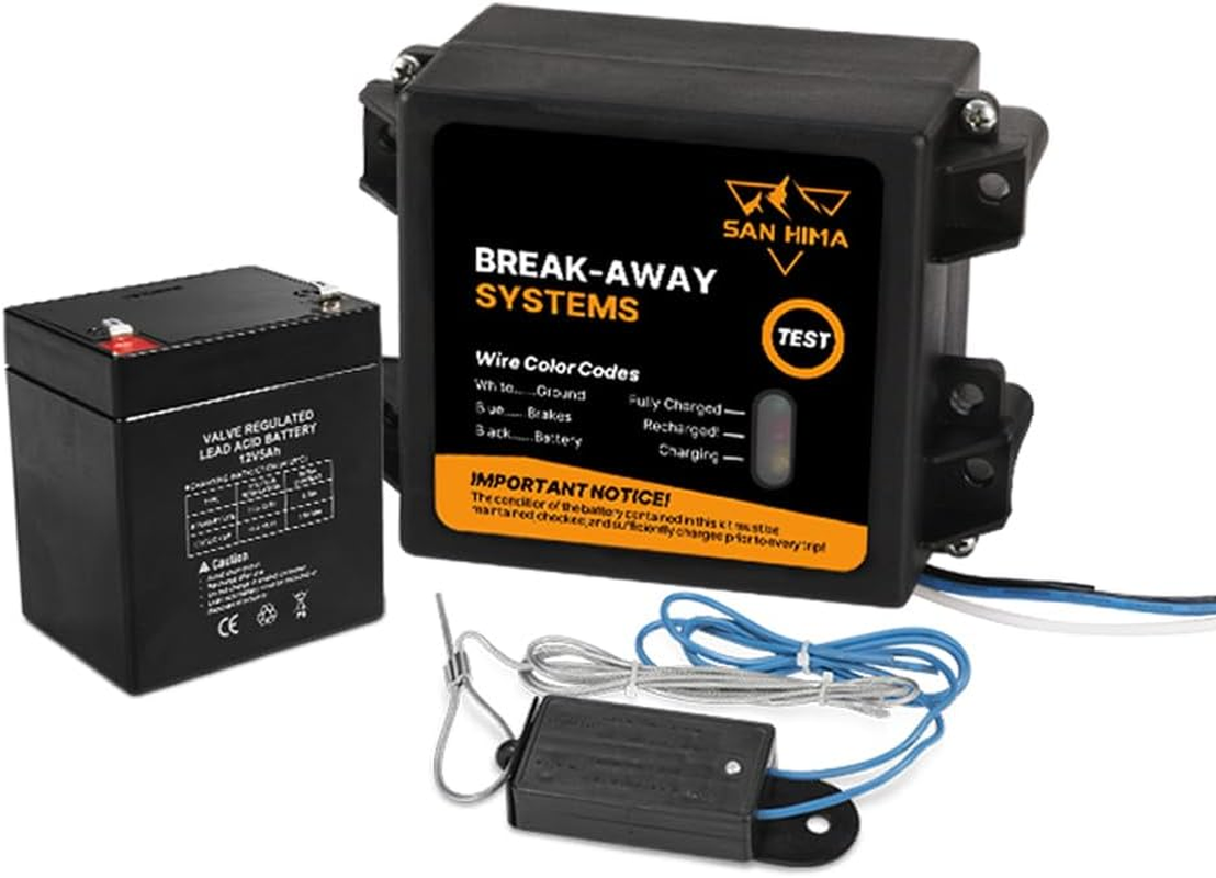 SAN HIMA Trailer Brakes Breakaway Kit with Charger LED Indicator Switch, Break Away Controller System Built-In 12V 5Ah Battery for Trailer Caravan image number 6
