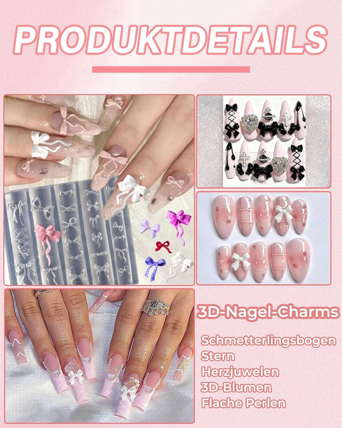 FUGLUS 3D Gel Nail Art Silicone Mould Bow Nail Charms Casting Moulds Bow Nail Stencil Nail Art Resin Shapes Nail Stencils Silicone Mould Nail Design Accessories image number 1