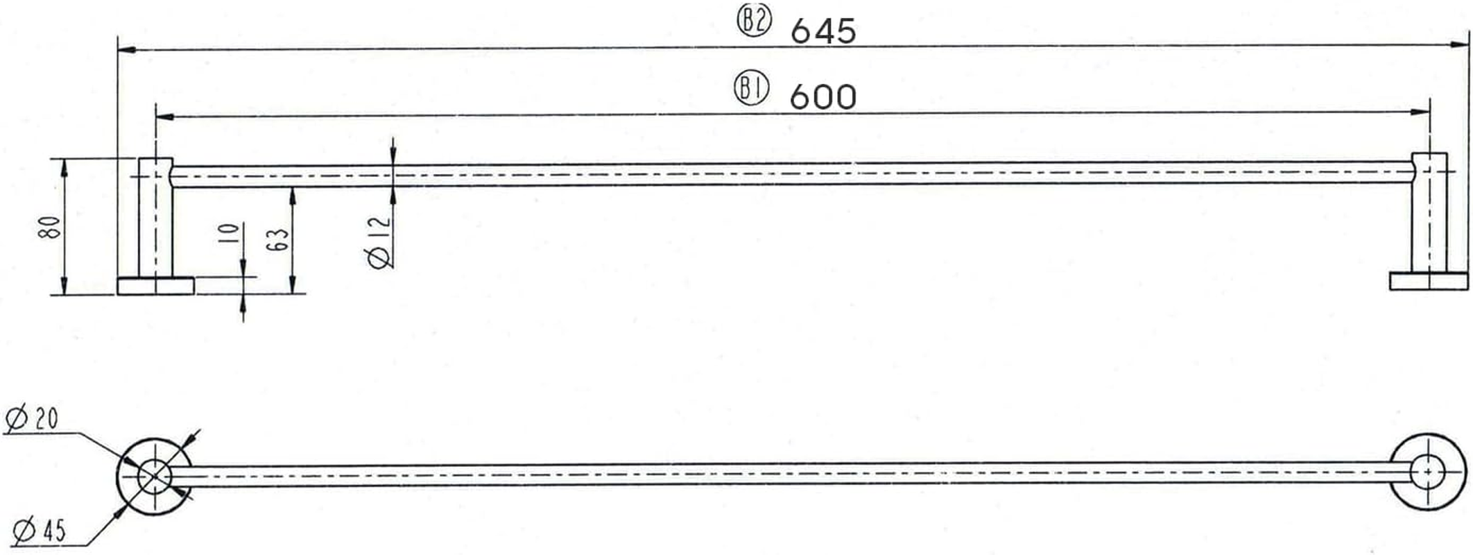 Decaura 600Mm Single Towel Rail, Towel Rack Wall Mounted, Stainless Steel Hand Towel Holder for Bathroom and Kitchen, Drill-Free or Screw-In Installation Gold image number 4