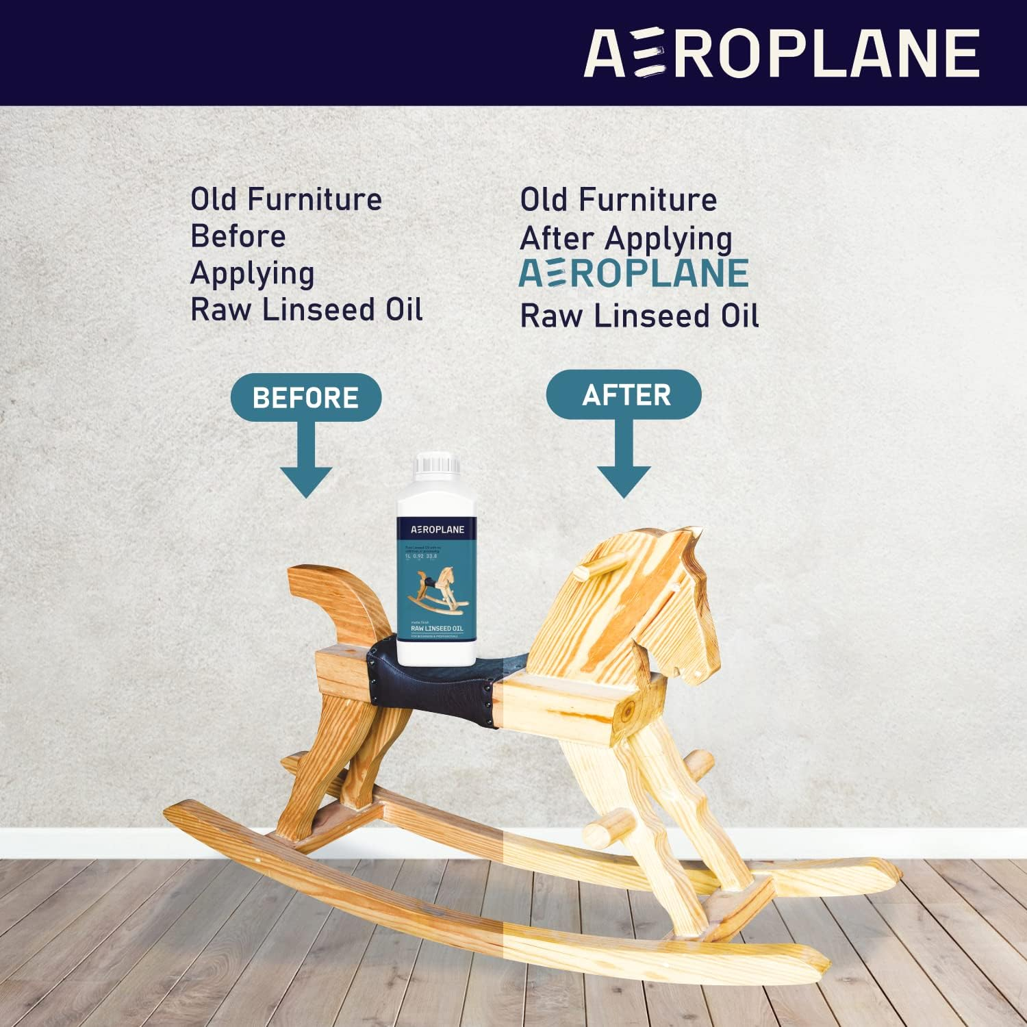 AEROPLANE Brand - Raw Linseed Oil - Used for Wood Finishing & Restoration, Sports Equipment, Wall Base Coat & Putty, Tools & Hardware - Natural Wood Varnish, Amber image number 2