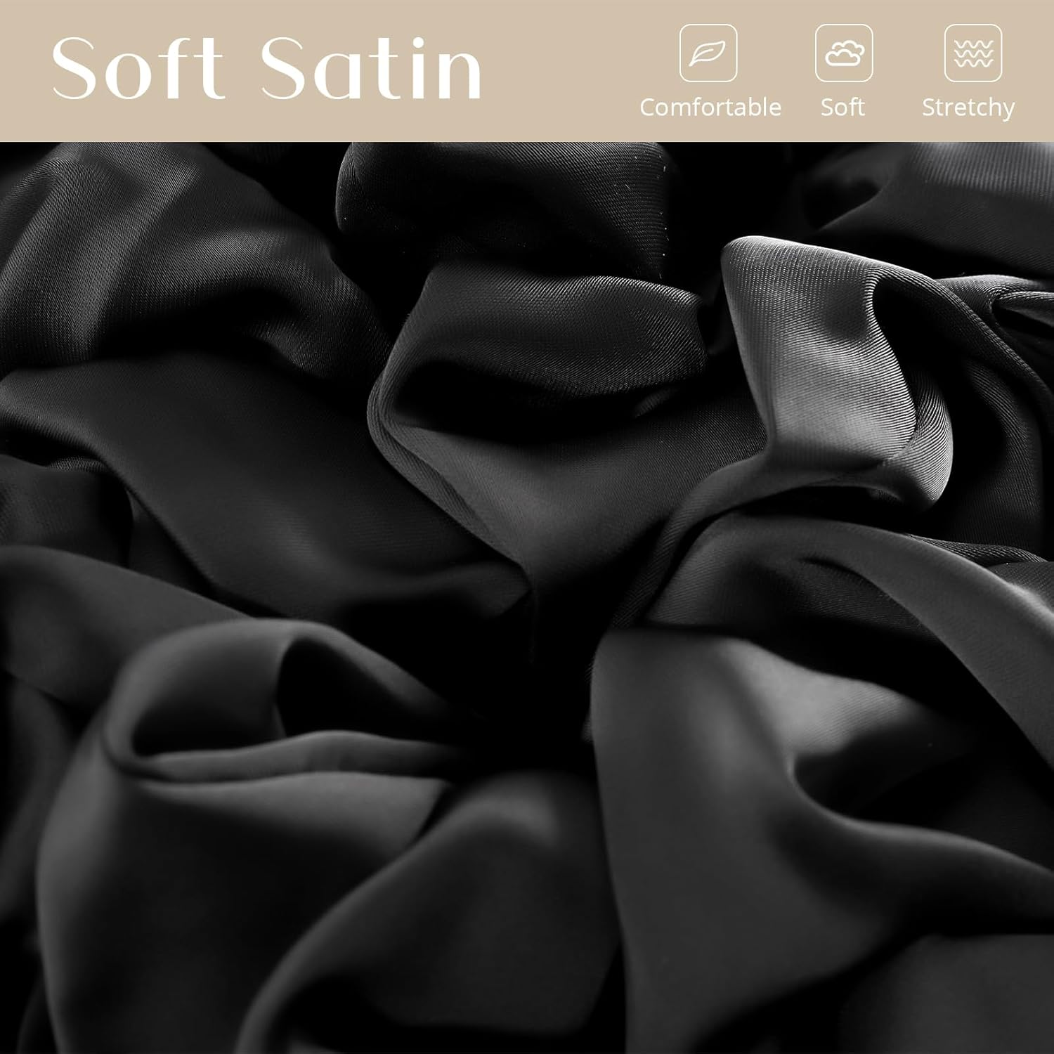 Lolalet Big Scrunchies for Women, 5.9 Inch Large Satin Scrunchies Jumbo Hair Scrunchies Oversized Elastic Hair Ties Extra Large Scrunchy Giant Hair Bands for Thick Curly Hair -4 Pack, Style F image number 5