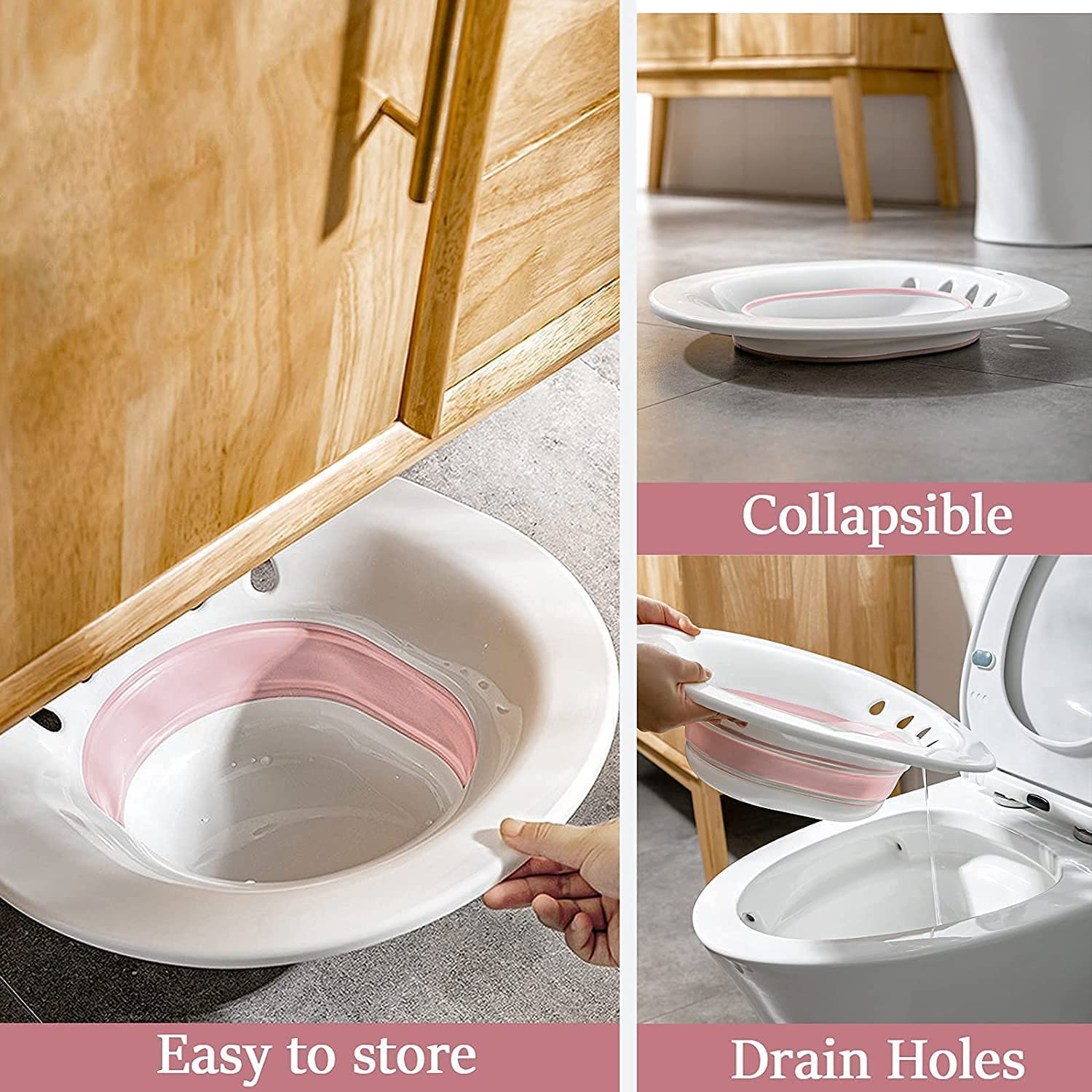 Sitz Bath for Toilet Seat,Postpartum Care, Soothes Hemorrhoids & Perineum Postoperative Care Basin Steam Seat with Flusher Alleviate Inflammation (Pink) - Grey image number 5