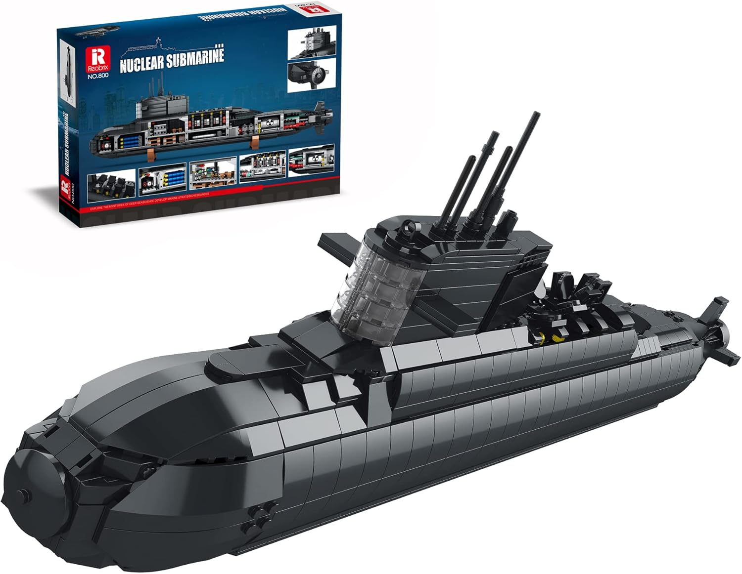 Reobrix 800 Nuclear Submarine Building Blocks Set, Military Submarine Model Construction Kit with Light, Battleship Building Toy for Display and Collectible, Compatible with , 1498 Pieces image number 5
