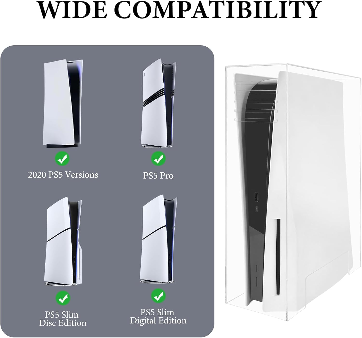 Geekria Acrylic Dust Cover Compatible with Sony Playstation 5, PS5 Slim, PS5 Pro Console, anti Scratch Waterproof Protective Display Case (Clear)