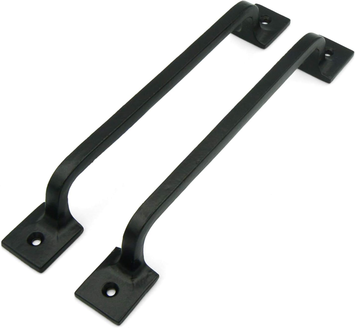 Black Cast Iron Pull Handles 9 Inch (Squared Base, Set of 2) - Cabinet Door Handles, Gate Handle Pull, Barn Door Hardware, Grab Handles image number 4
