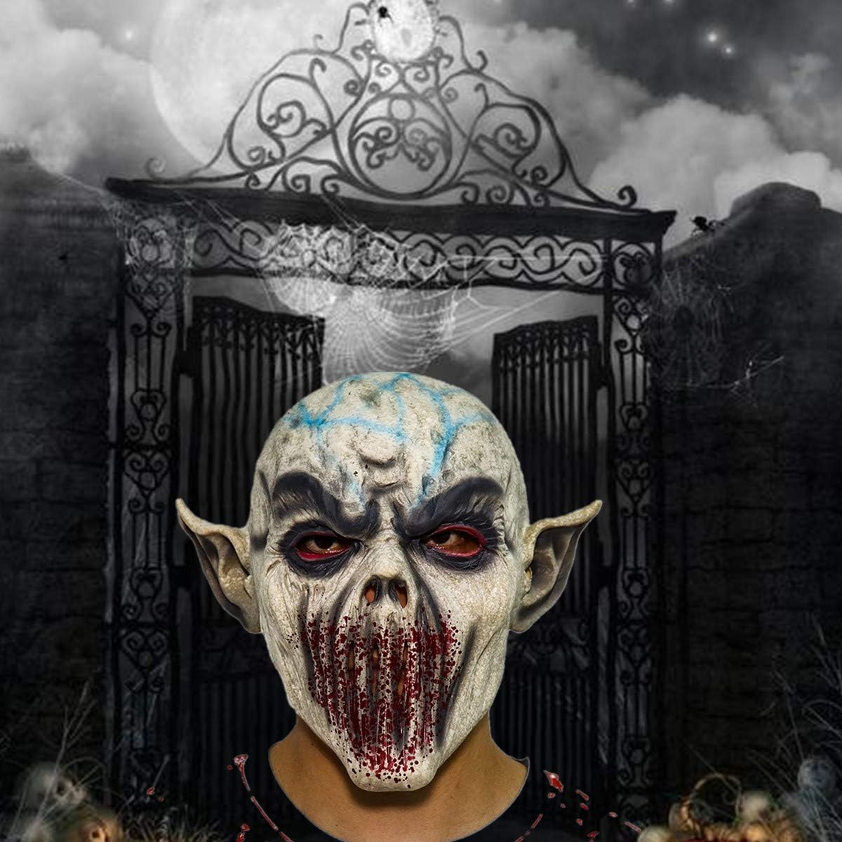 The Puppet Mask,Saw Cosplay Jigsaw Dress up Mask Costume,Halloween Latex Scary Mask with Hair image number 3