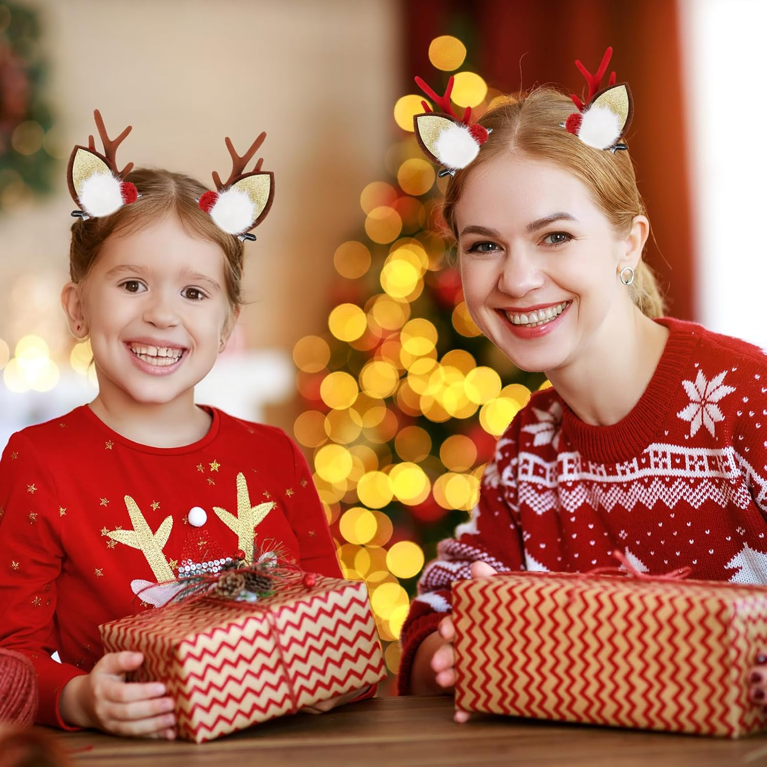 2 Pairs Christmas Reindeer Hair Clips, Christmas Hair Accessories with Antlers, Hair Clip, Christmas Hair Clips, Reindeer, Hair Accessories Christmas for Women, Girls, Children (C) image number 1