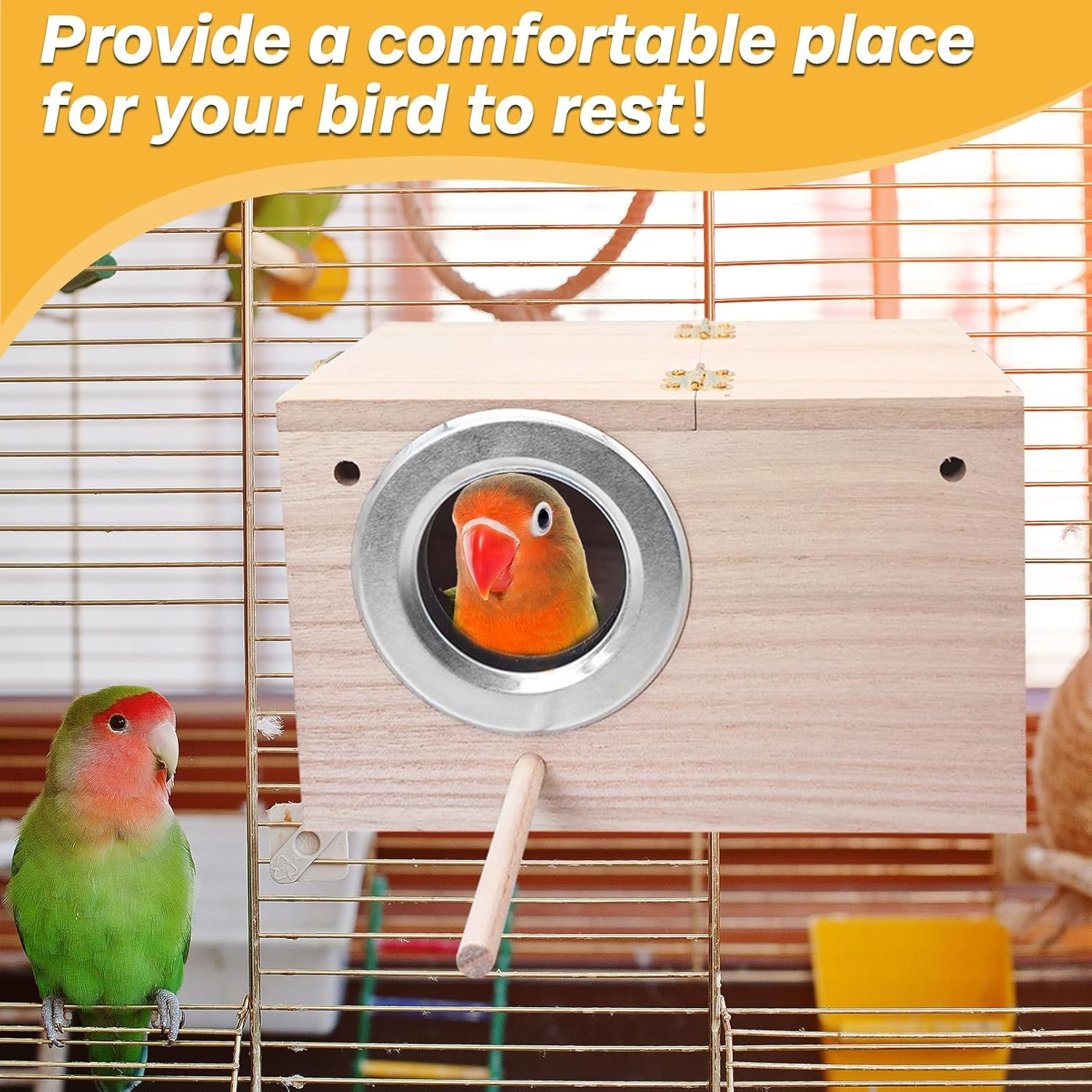 PIVBY Bird Nests Box for Cages Parakeet Breeding Box Wood Budgie House for Lovebirds Cockatiel Parrot Mating Aviary Box (L) image number 1