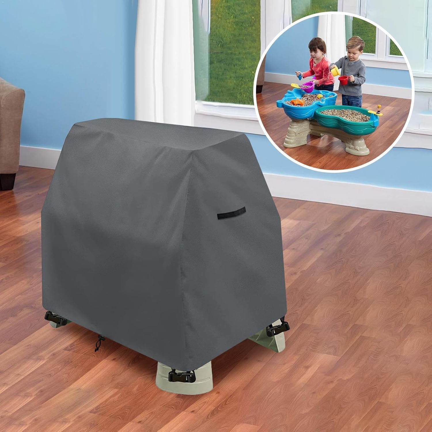 Step 2 Water Table Cover - Kids Water Table Cover, Splash Pond Water Play Table Cover | Kids Water Table Protector, Sun-Proof Waterproof Dustproof Outdoor Toys Cover for Children'S Water Toys - Black image number 5