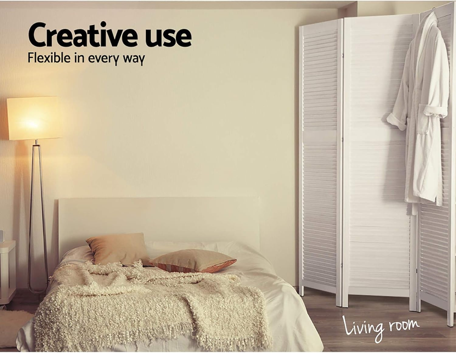 Artiss Room Divider, Folding Wooden Privacy Portable Screen Shelf Dividers Partition Wall Screens Home Pet Child Indoor Balcony Bedroom Furniture, Separator Water-Resistant White image number 6