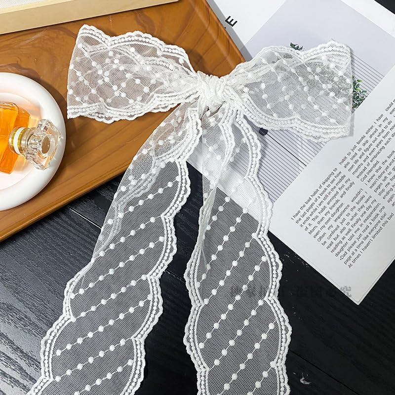 Plwelth Lace Hairband for Women Girls Floral Lace Hair Ribbons Headscarf Purse Strap for Handbags Long Neckerchief Scarf Necktie Scarf Belt for Dress Waist Cute Hair Accessories for Wedding Party