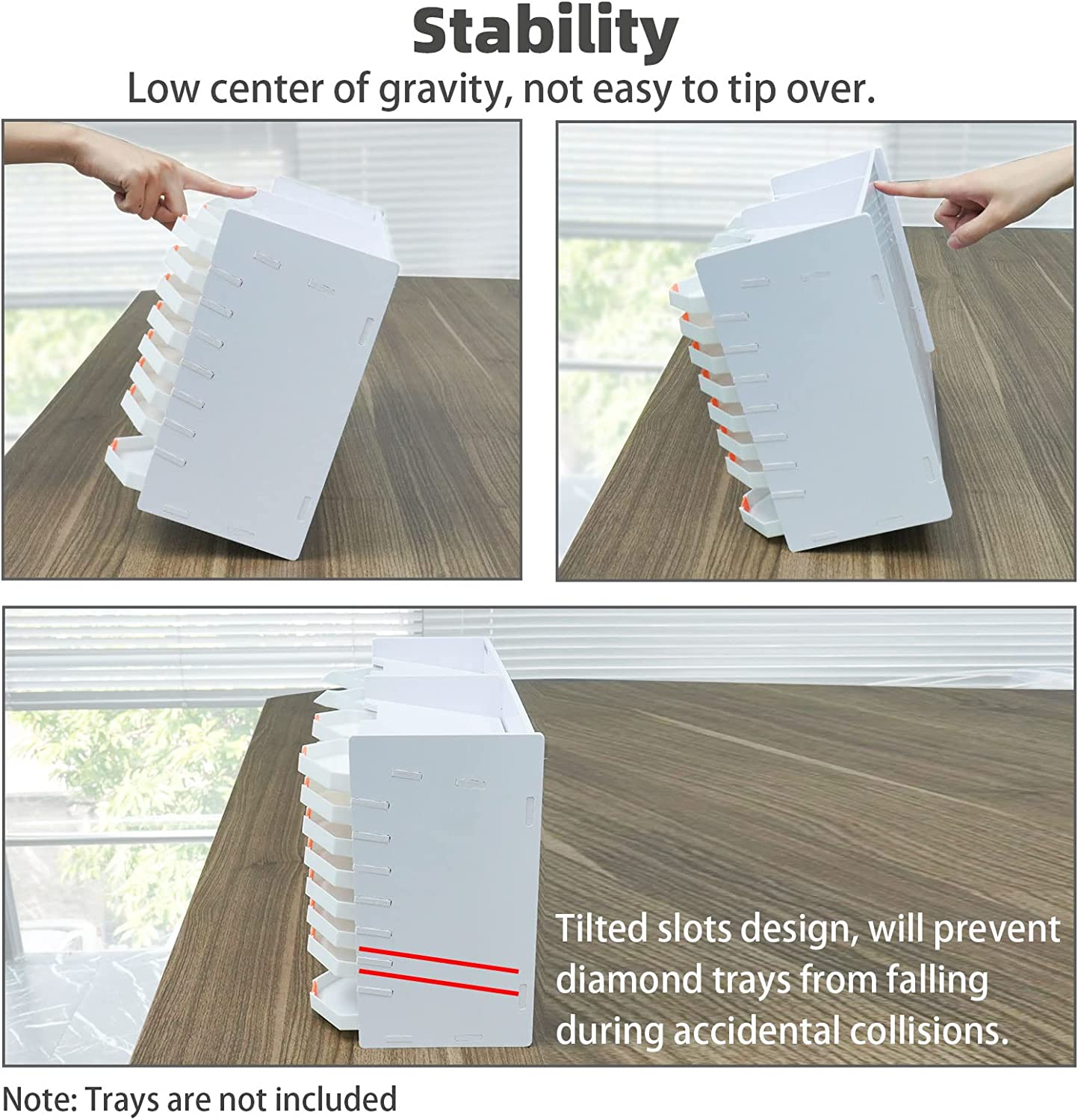 Sanfurney 32 Slots Large Diamond Painting Tray Tower Organizer with Drill Pen Holder, Multi-Boat Plates Storage Rack, Diamond Painting Accessories Tools Kits, Gift for Adults DIY Craft Arts image number 3