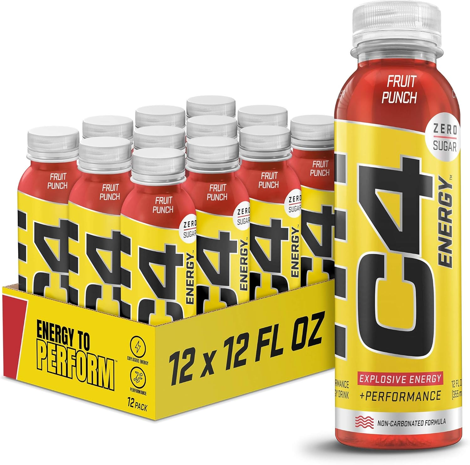 C4 Energy Non-Carbonated Zero Sugar Energy Drink, Pre Workout Drink + Beta Alanine, Orange Slice, 12 Fl Oz (Pack of 12) image number 2
