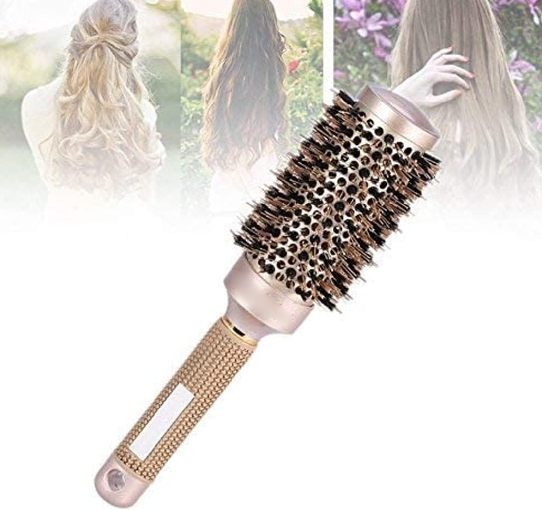 Ceramic Ionic round Hair Drying Brush with 4 Dimensions (45MM) Cylindrical Curling Roller Comb Styling Gold 45Mm round Brush