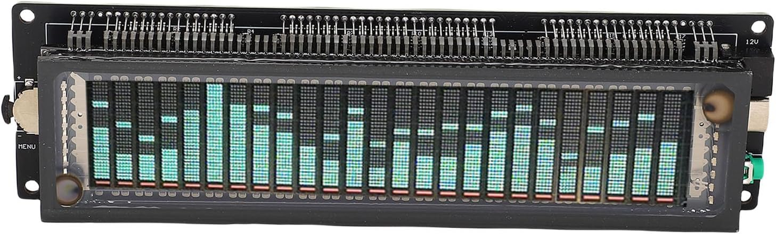 Audio Spectrum Analyzer with VFD Display, 32Hz-20Khz LED Music Spectrum, Sound Control Level Audio Indicator, Rhythm Analyzer Meter, Advanced AGC, Adjustable Bringhtness