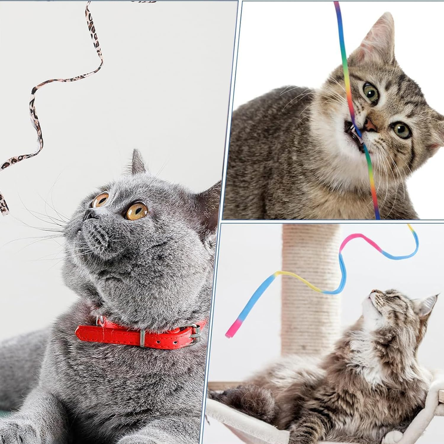 Luxiremi 3 Packs Cat Wall Toy Set, Colourful Fabric Ribbon Rainbow, Band Sticks, Teaser Wall, Interactive Cat Wall Toy with Rainbow Band String for Pet Kitten Training image number 4