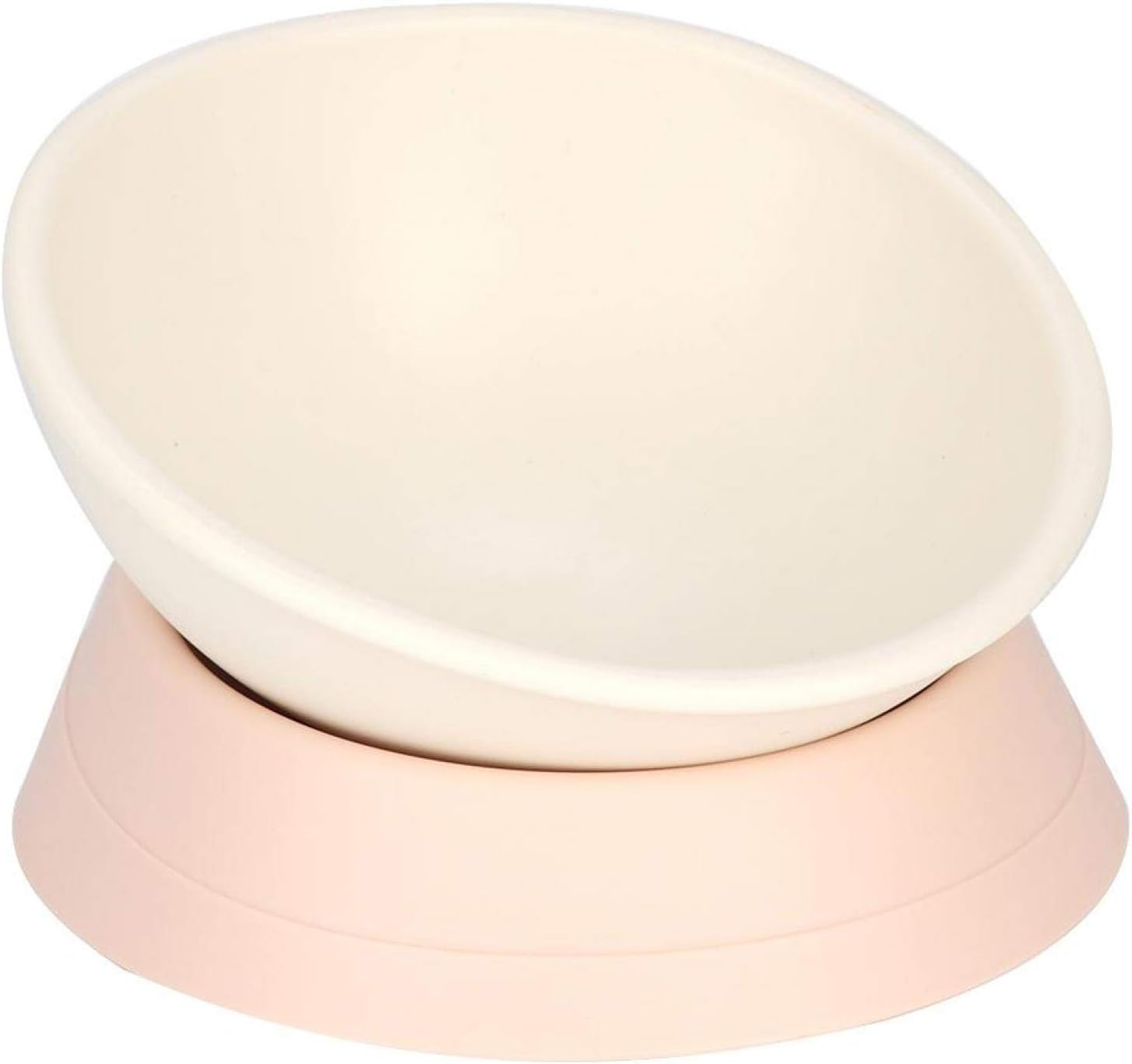 EVTSCAN Pets Dog Cat Bowl, Raised Cat Food Water Bowl, Detachable Elevated Stand Pet Feeder Bowl, No-Spill, 0-30&deg;Adjustable Tilted Pet Bowl(白色) image number 3