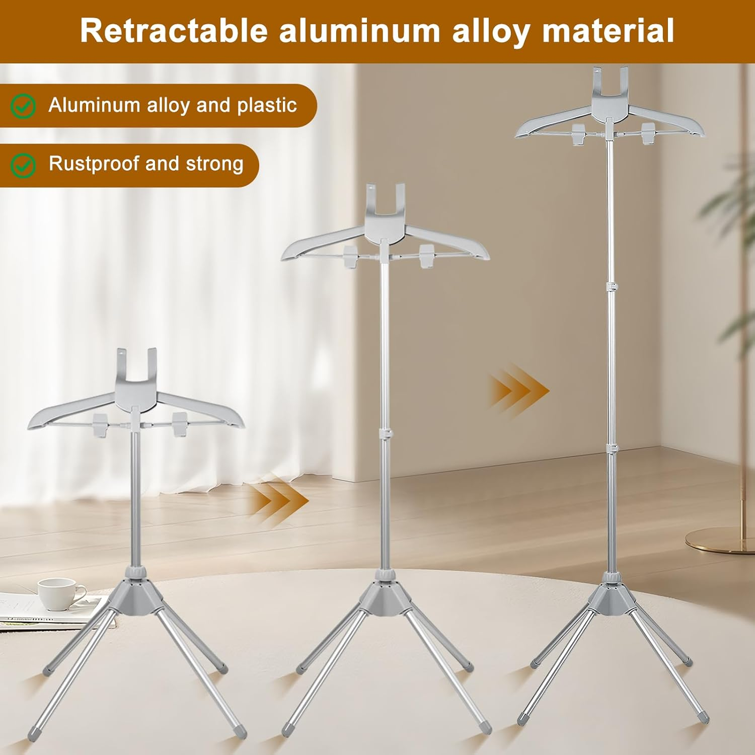 Steamer Clothes Rack with Ironing Glove Floor Standing Foldable Garment Steamer Rack Lightweight Adjustable Height Steamer Stand Rack for Steaming Clothes (Grey)