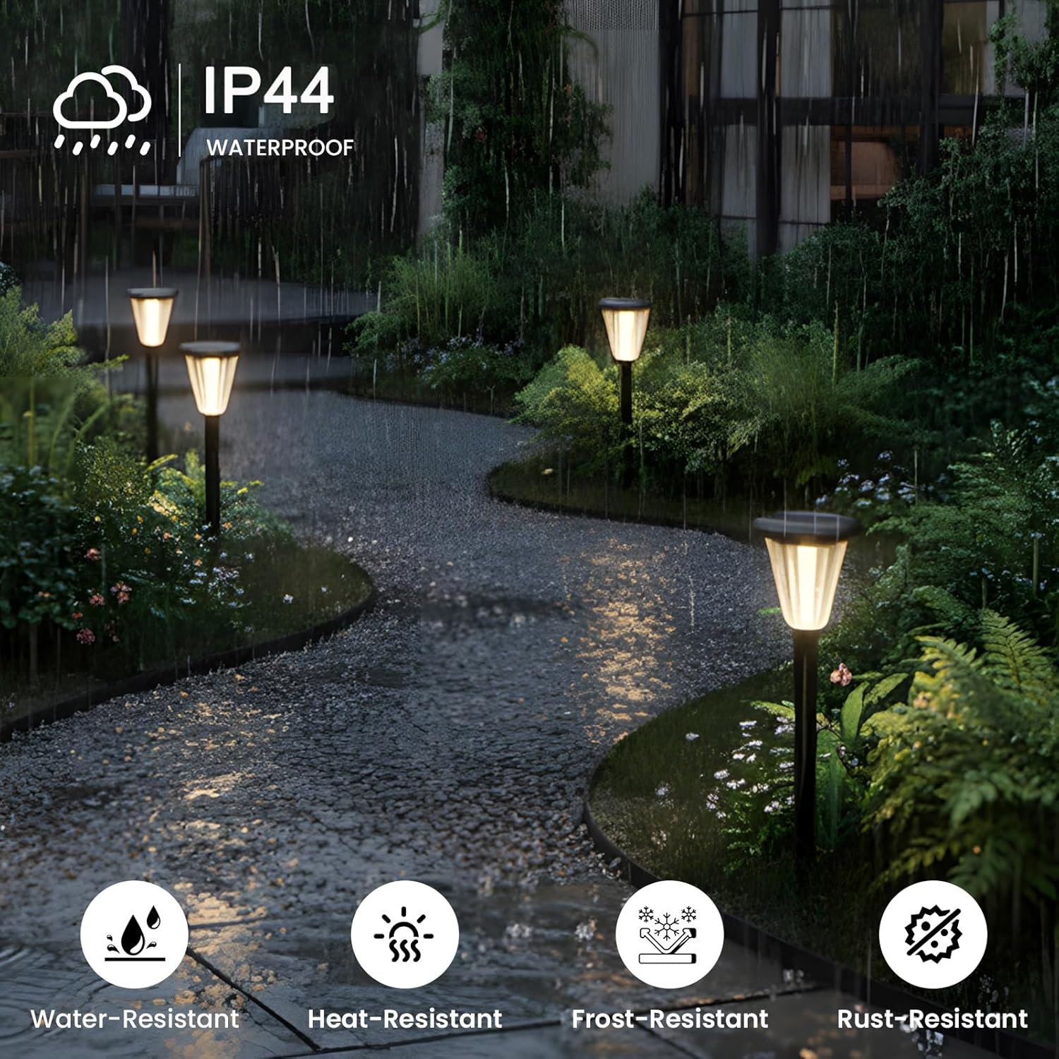 Advwin Solar Pathway Lights, 8 Pack Solar Outdoor Garden Lights, Waterproof Solar Powered Stake Lights Auto On/Off for Pathway Garden Yard Path Walkway Driveway Lawn Patio outside Decor image number 2