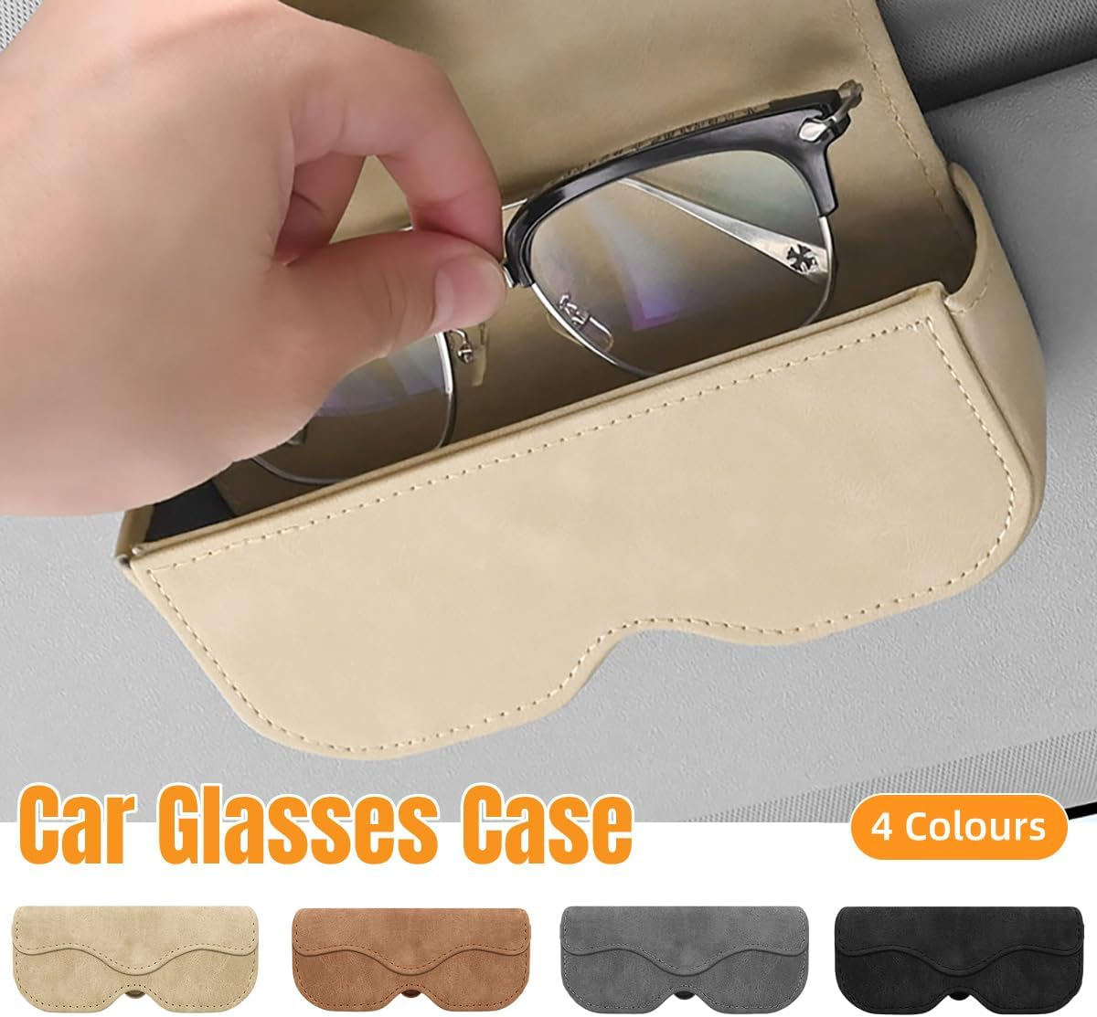 AIMALL Car Visor Eyeglasses Holder, Safety Sunglasses Clip, Easy Clip Design, Non-Slip Grip to Prevent Scratches, Size: 6.5" X 1.77" X 2.75" - Brown image number 5
