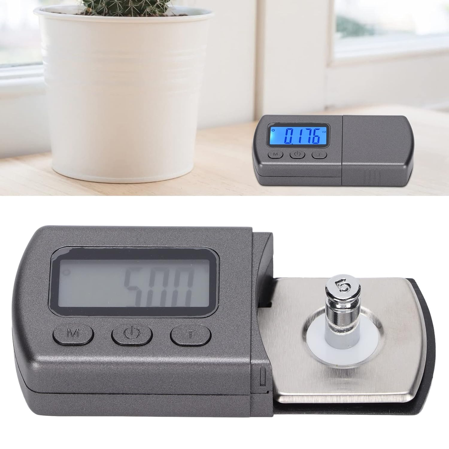 Qinlorgo Turntable Weight, Digital Convenient ABS for Man, Stylus Dynamometer, Dark Grey, LCD Backlit Display, 5 Modes, 5G/0.2Oz Capacity, &plusmn;0.01G Accuracy image number 1