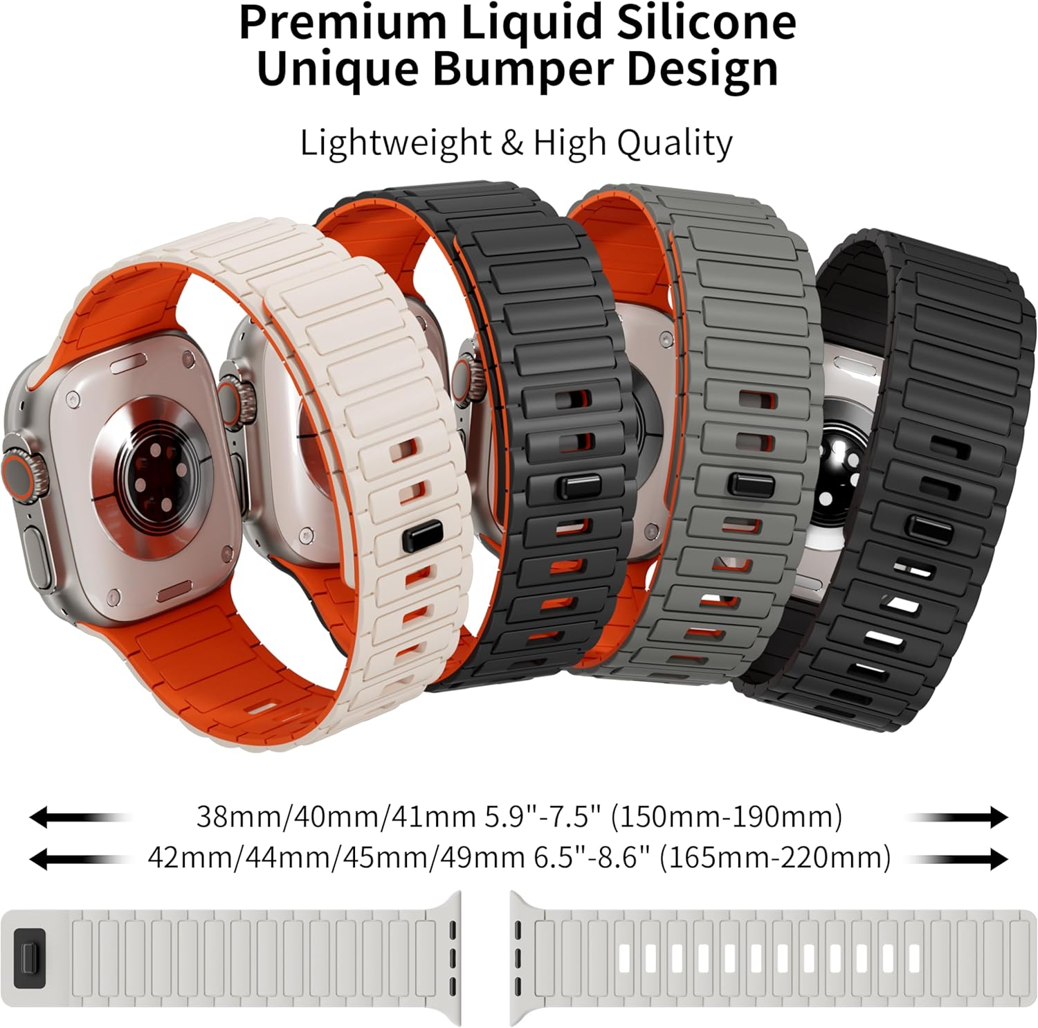 Magnetic Bands for Apple Watch Ultra 3/2/Ultra Band 49Mm 46Mm 45Mm 44Mm 42Mm 41Mm 40Mm 38Mm Women Men,Soft Silicone Strap Sport Loop Wristbands for Iwatch Series 11 10 9 8 7 6 5 4 3 2 SE 2Nd 3Rd SE image number 4