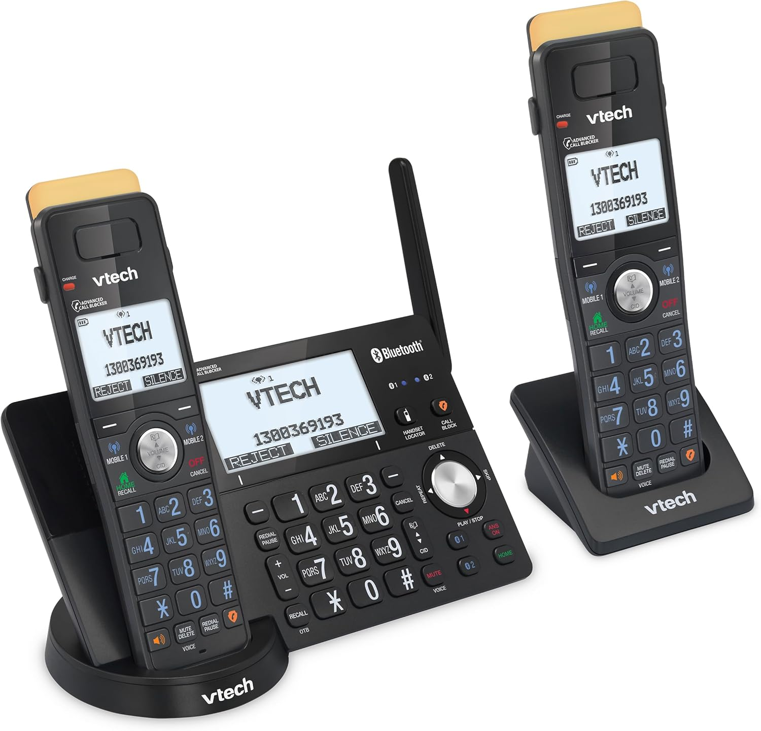 Vtech CLS21251 2-Handset Super Long Range Expandable DECT Cordless Phone with Handsfree Speakerphone, 200 Name and Number Phonebook, 10 Last Number Redial, Volume Booster, up to 22 Hours Talk Time image number 1