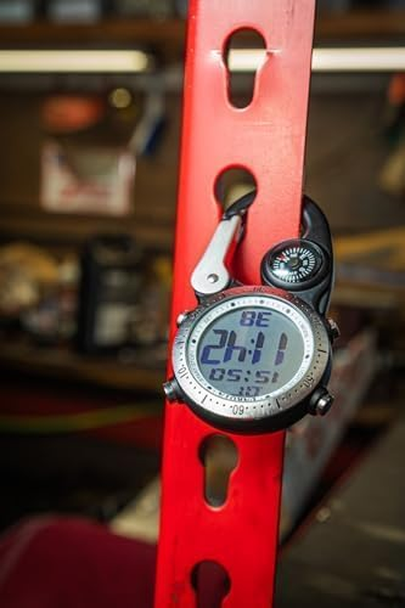 Dakota Digital Backpacker Clip-On Watch &ndash; Rugged Waterproof Fob Watch with Compass, Stopwatch, Alarm & Dual Time | Heavy-Duty Alternative to Pocket Watch for Men & Women | Ideal for Camping, Defence, Tradies &ndash; BLACK image number 2