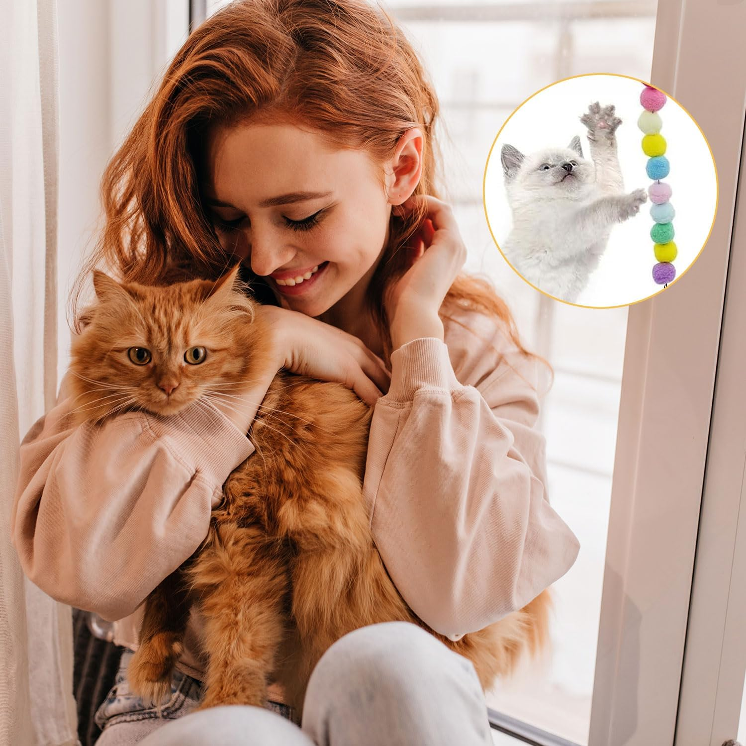 Interactive Cat Toys, Cat Ball Toy Launcher,Cat Ball Gun with 100Pcs Soft Pom Pom Balls and 50Pcs Plastic Balls,Shooting Gun Plush Ball for Indoor Pet Cat Exercise,Training,Chasing (150 PCS, Style 2) image number 5