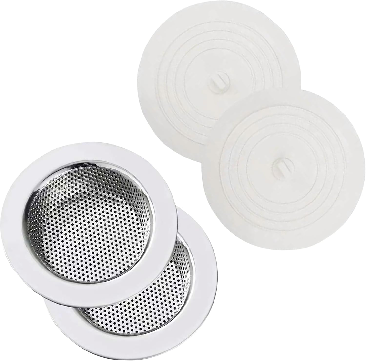 Meikurs Sink Strainer Stopper 4 Pack, Universal Silicone Sink Drain Plug Cover, Drain Water Stopper, 11CM Stainless Steel Sink Drain Strainer, Food Catcher for Kitchen Sink image number 2