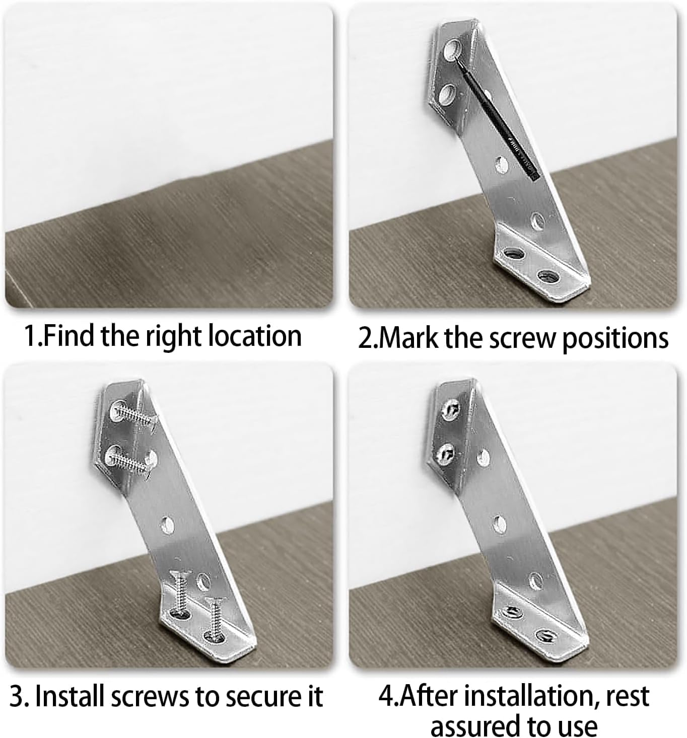 20 Pack Universal Stainless Steel Furniture Corner Connector, Stainless Steel Angle Corner Brackets for Shelf Cabinet Table Chair, (Silver) image number 6