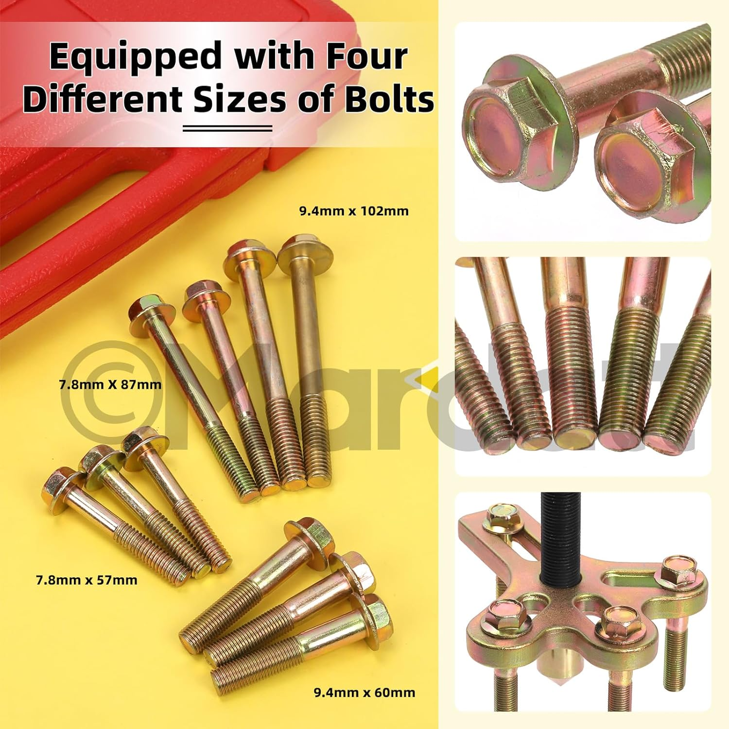 13Pcs Steering Wheel Puller Harmonic, Power Steering Pulley Puller Installer Tool Set Flywheel Puller Crankshaft and Gears, Automotive Steering Wheel Puller Tool Kit, Work on Most Cars image number 5