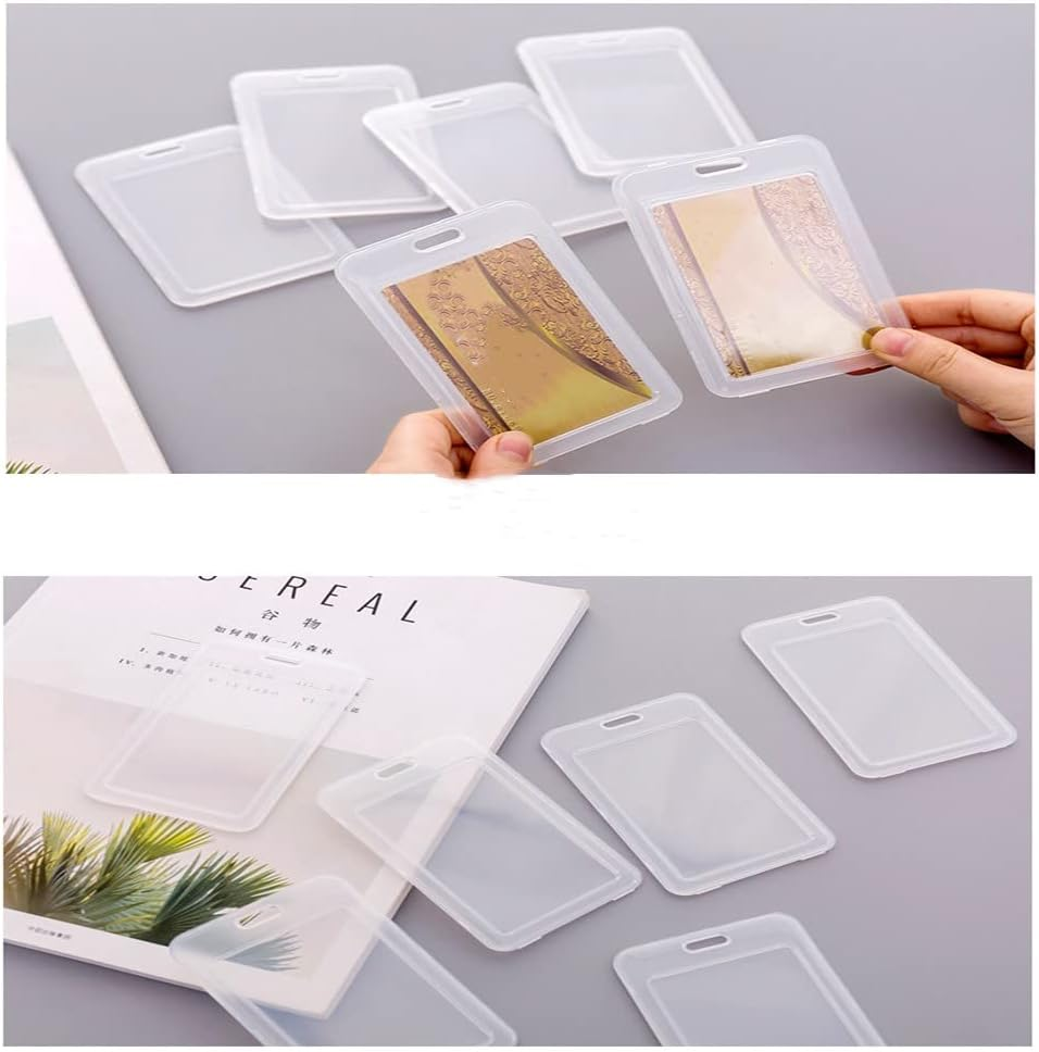 10Pcs Transparent Badge Holder Double Sided Hard Rigid Bus Card Holder Case,Clear Vertical Name Tag Badge Id Card Case,Plastic Vertical Name Badge ID Card Holders,Clear ID Badge Holder Badge Holder image number 2