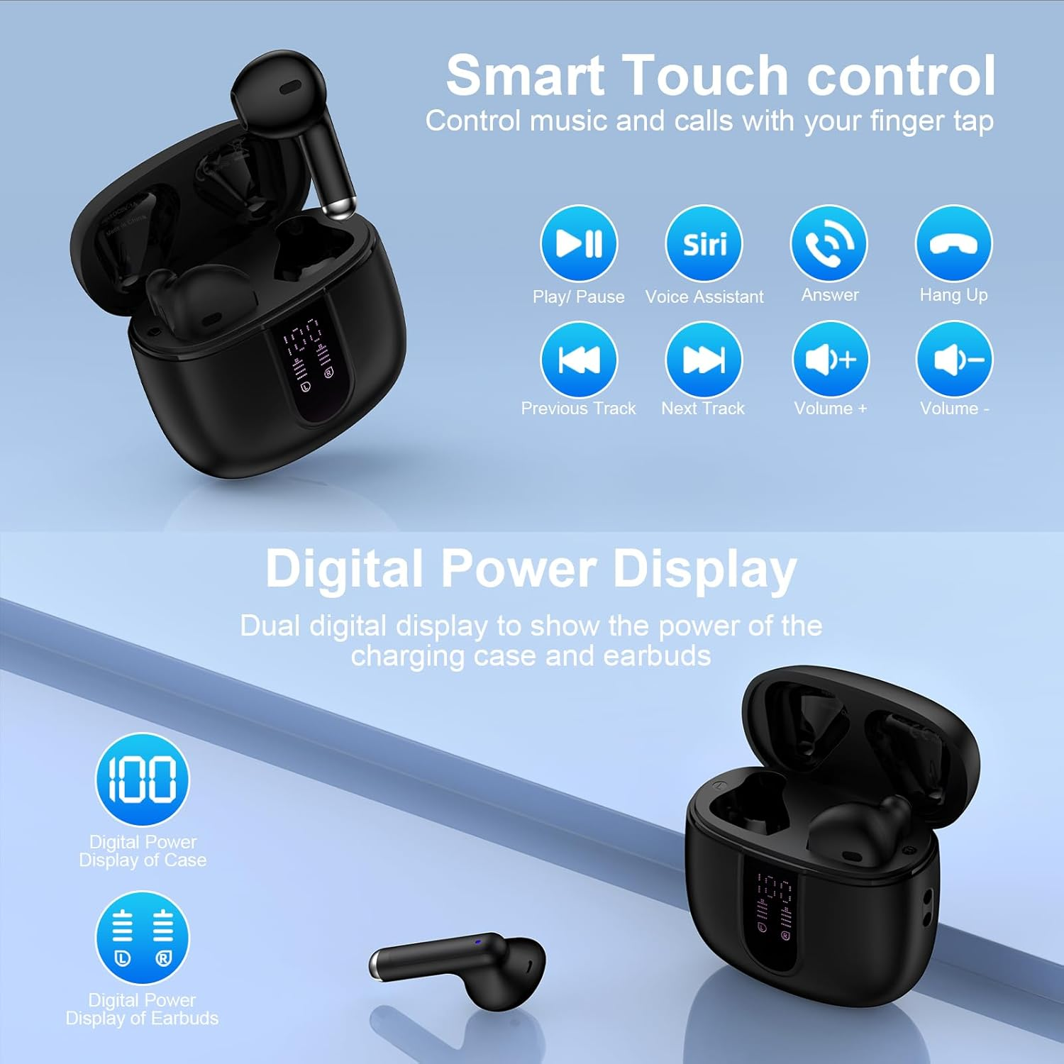 Samsung Earbuds,Wireless Bluetooth Headphones for Samsung Galaxy S25 Edge/S25 Ultra/S24 FE/S23/S22/S21/A16 5G/Z Flip7/Fold7, 60H Ear Buds Noise Canceling IPX7 Waterproof LED Earphones for Iphone 16E image number 2