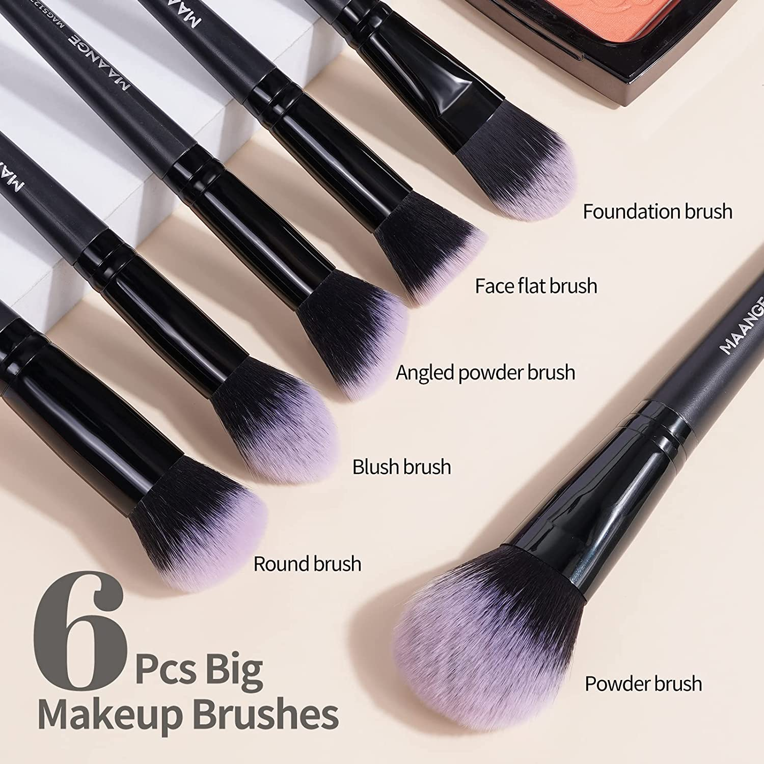 MAANGE Make up Brushes 18 Pcs Professional Makeup Brush Set Premium Synthetic Eyeshadow Blush Foundation Makeup Brushes Travel Kabuki Brushes Set image number 5