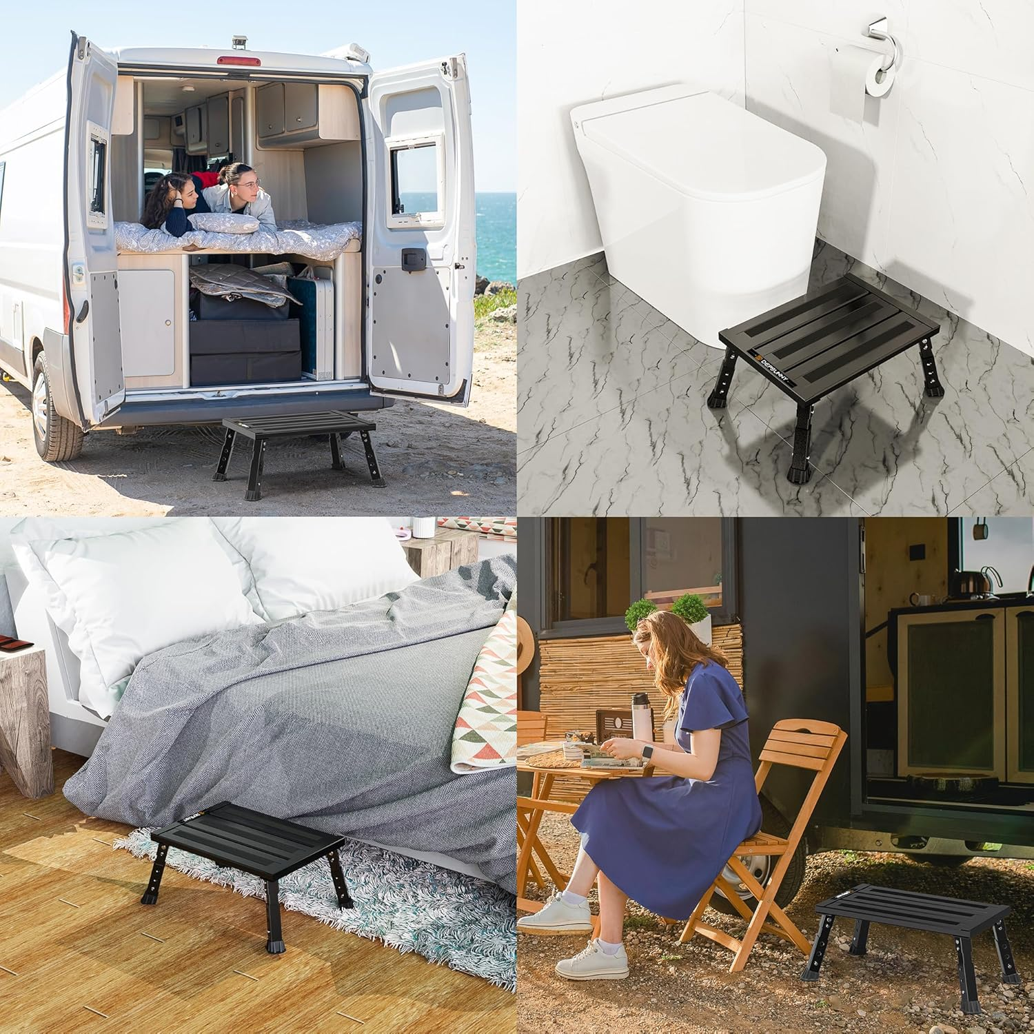DEPSUNNY Adjustable RV Step Stool, 3-Step Height Adjustment, Foldable Legs, Wide Anti-Slip Surface,Supports up to 1,000 Lb, Premium Aluminum Construction Easy to Carry image number 6