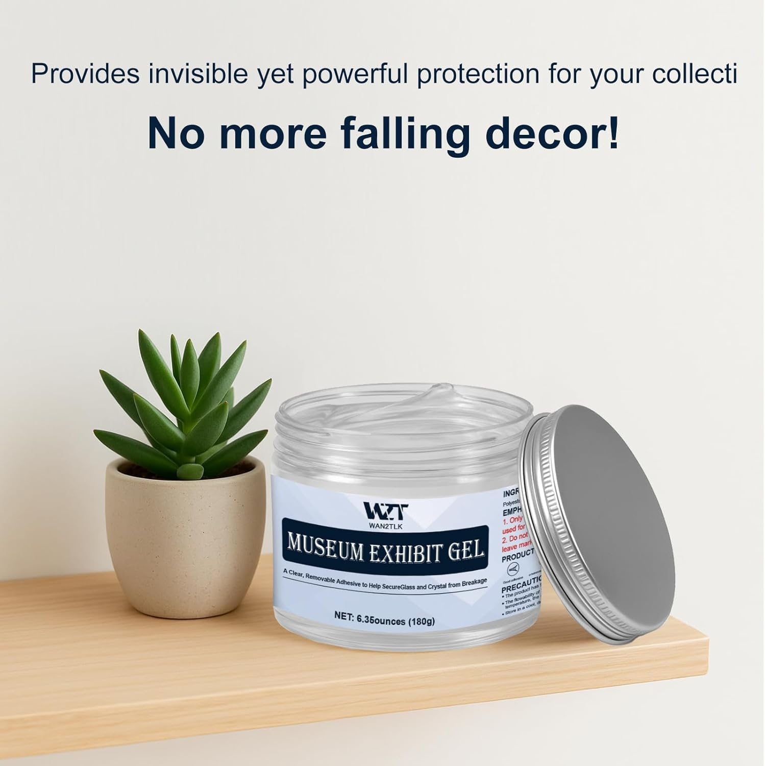 WAN2TLK Museum Gel 180G/6.5Oz| Museum Putty Clear Removable/Reusable | Protects Artifacts and Fragile Items | Shock and Slip Resistant | Essential for Home and Commercial Displays image number 4