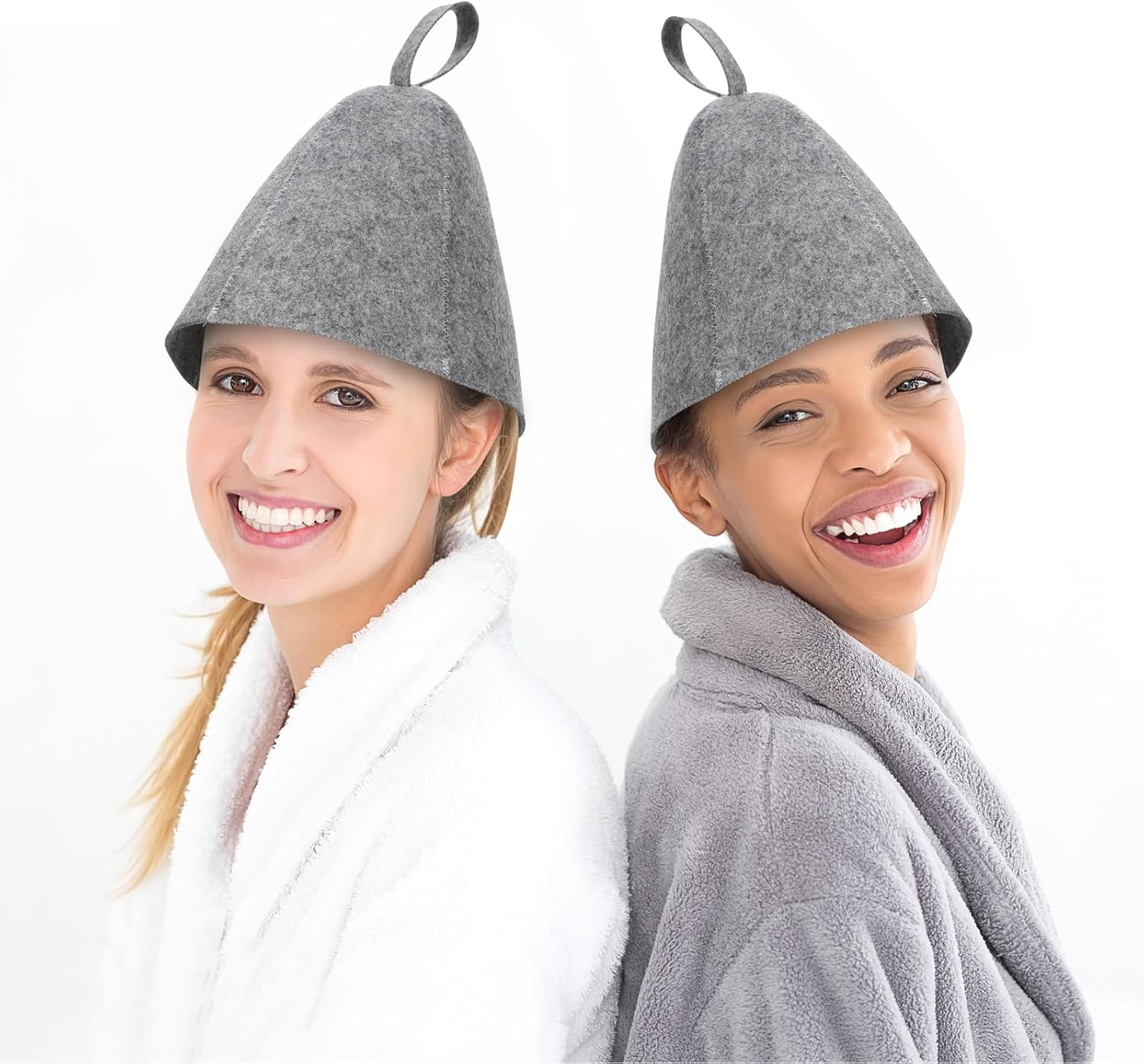 4Pcs Sauna Hat, Wool Felt Sauna Cap, Russian Steam Hat, Unisex Sauna Hat for Women Men Steam Bath Sauna Accessories - Gray-4 Pcs image number 2