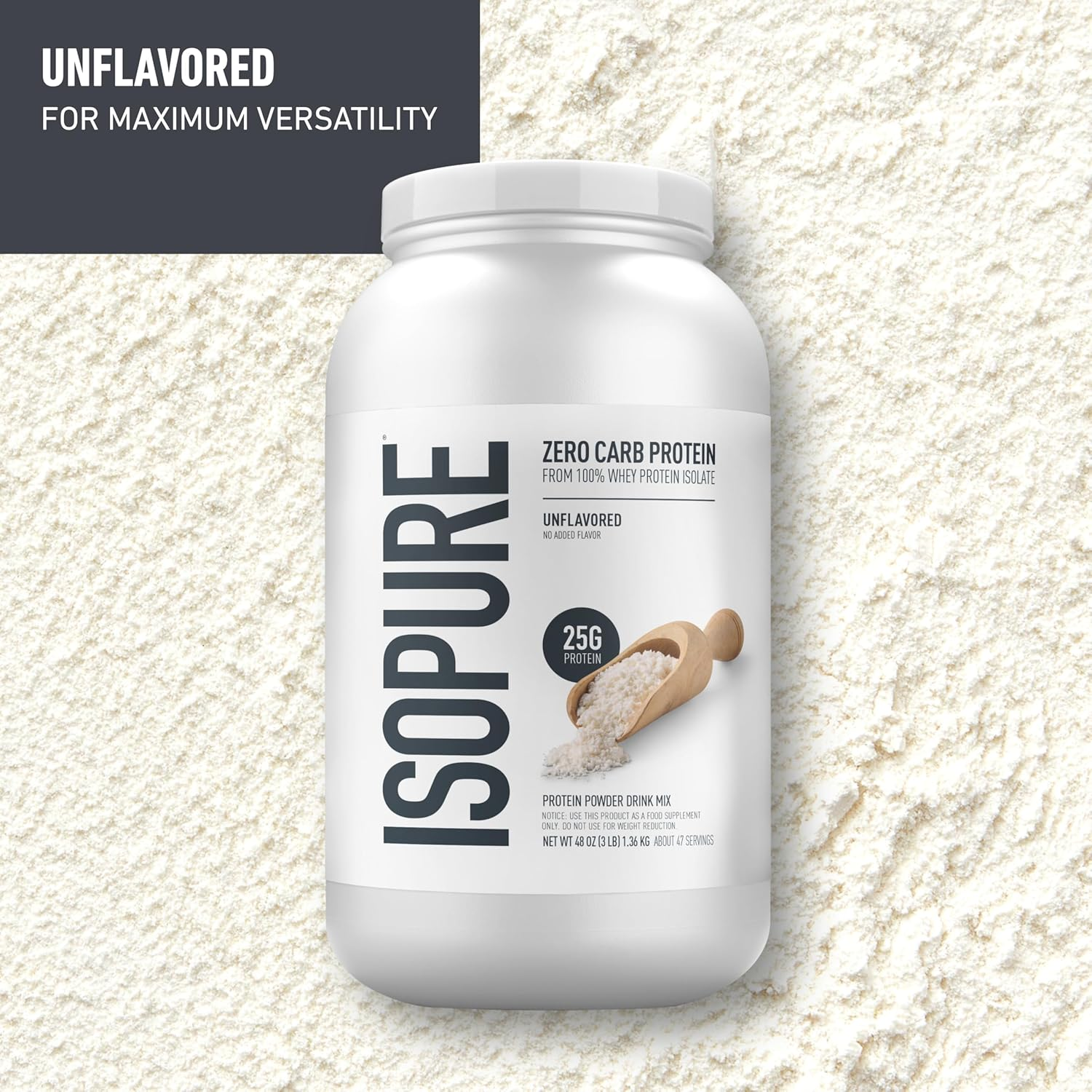Isopure Whey Protein Isolate, Unflavored, 3 Pounds (Packaging May Vary) image number 2