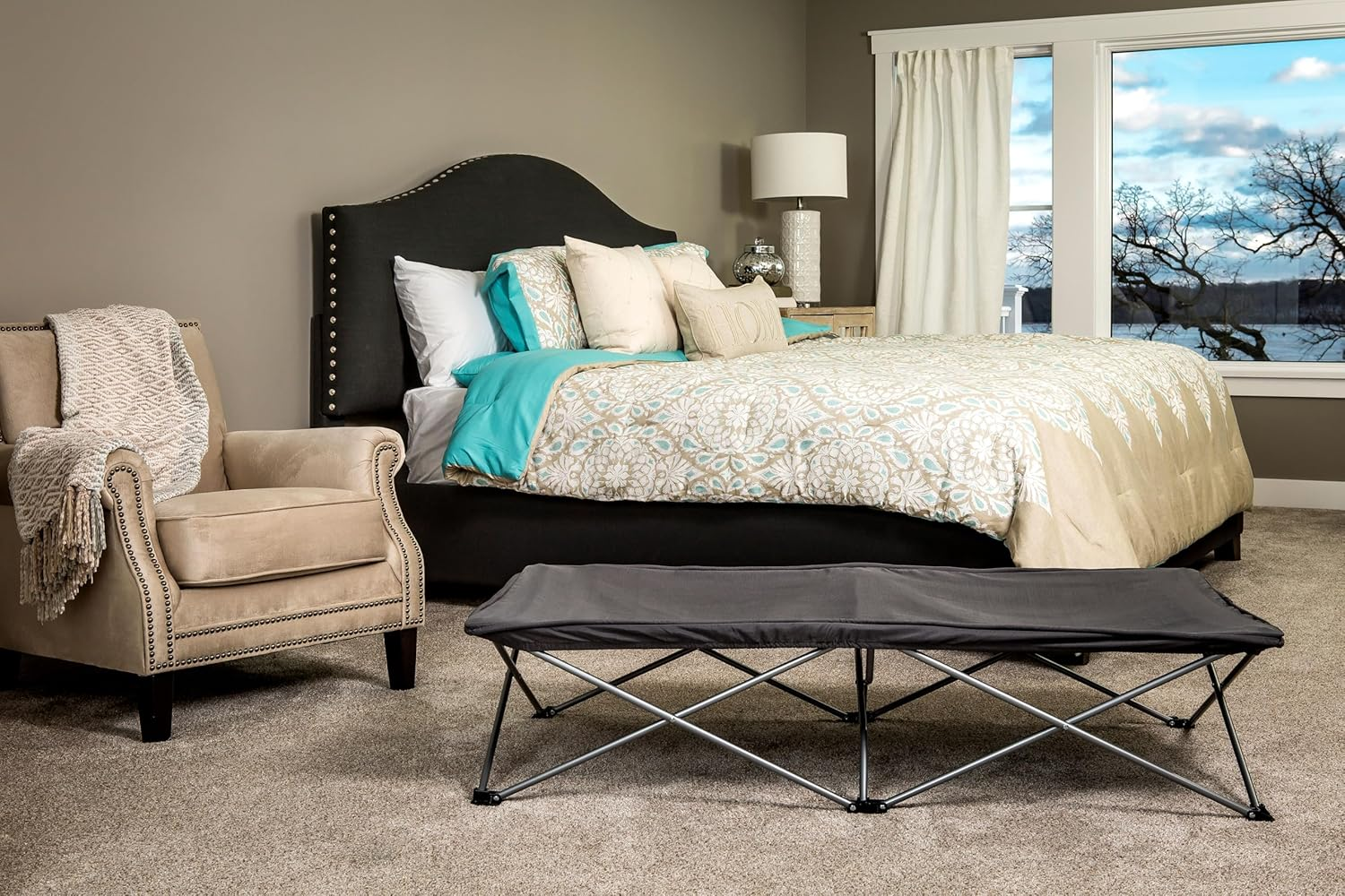 Regalo My Cot Extra Long Portable Bed, Gray, Includes Fitted Sheet and Travel Case 9 Pounds image number 3