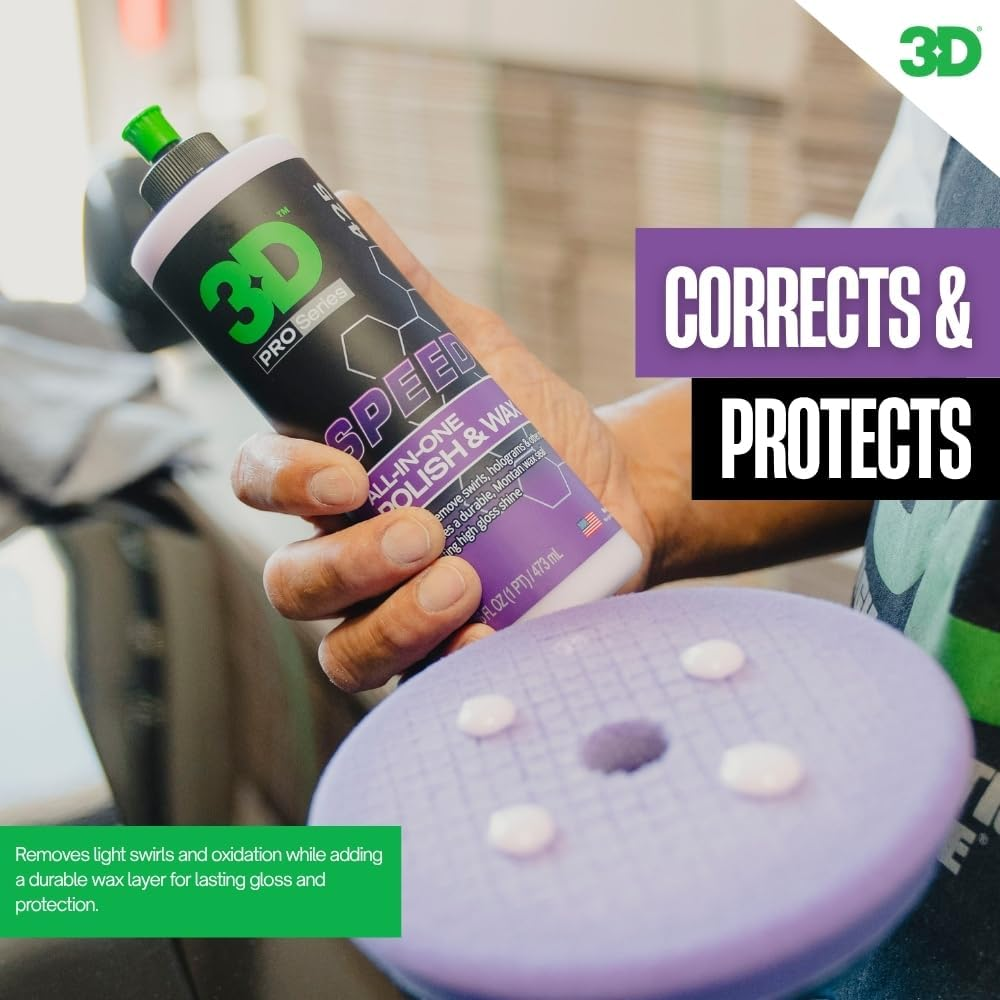 3D Speed All in One Polish/Wax - 16 Oz. | Clear Coat Car Polish and Wax in One | Paint Protection, Swirl Correction | Made in USA | All Natural | No Harmful Chemicals image number 6