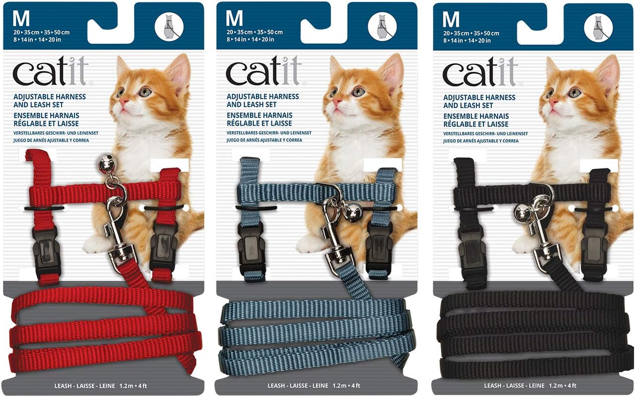 Catit Nylon Adjustable Cat Harness and Lead Set, Black, Medium image number 5